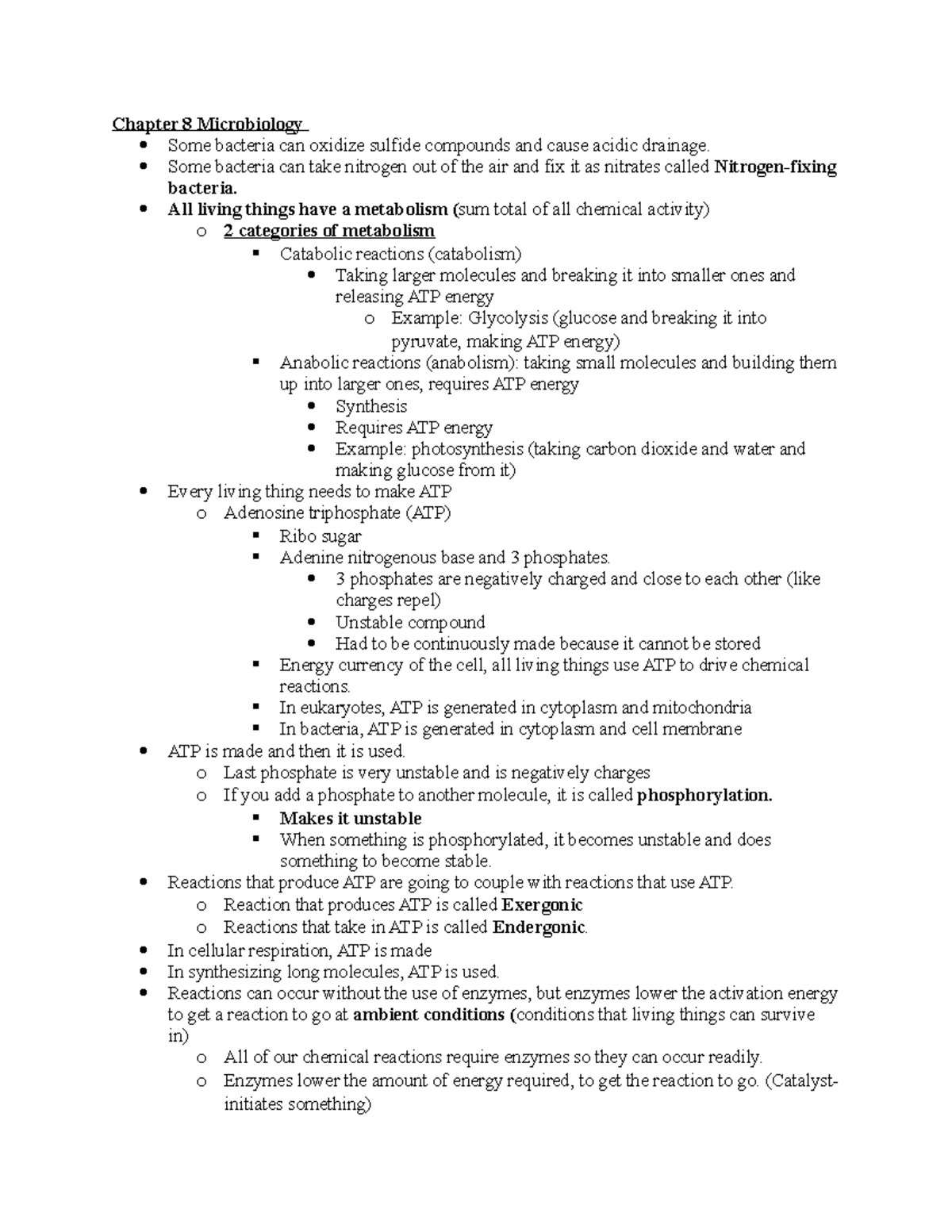 Exam 2 micro notes - Chapter 8 Microbiology Some bacteria can oxidize ...