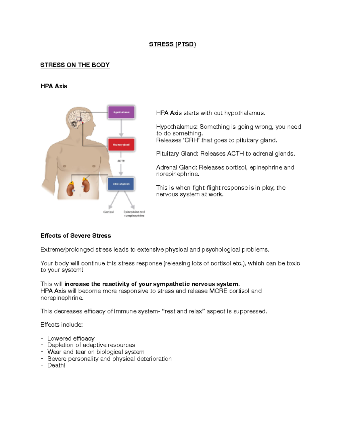 PTSD Abnormal Psychology Lecture Notes STRESS (PTSD) STRESS ON THE