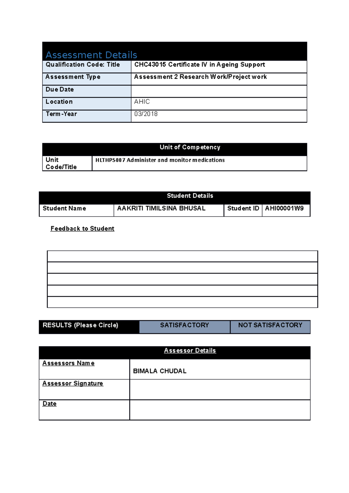 Aakriti Timilsina Bhusal Hlthps 007 Assessment 2 - NRSG265 - ACU - Studocu