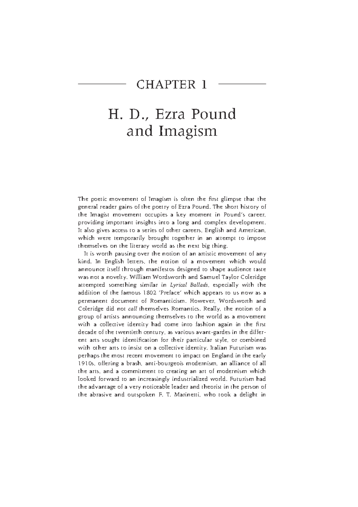 Ayers sample chapter modernism - CHAPTER 1 H. D., Ezra Pound and ...