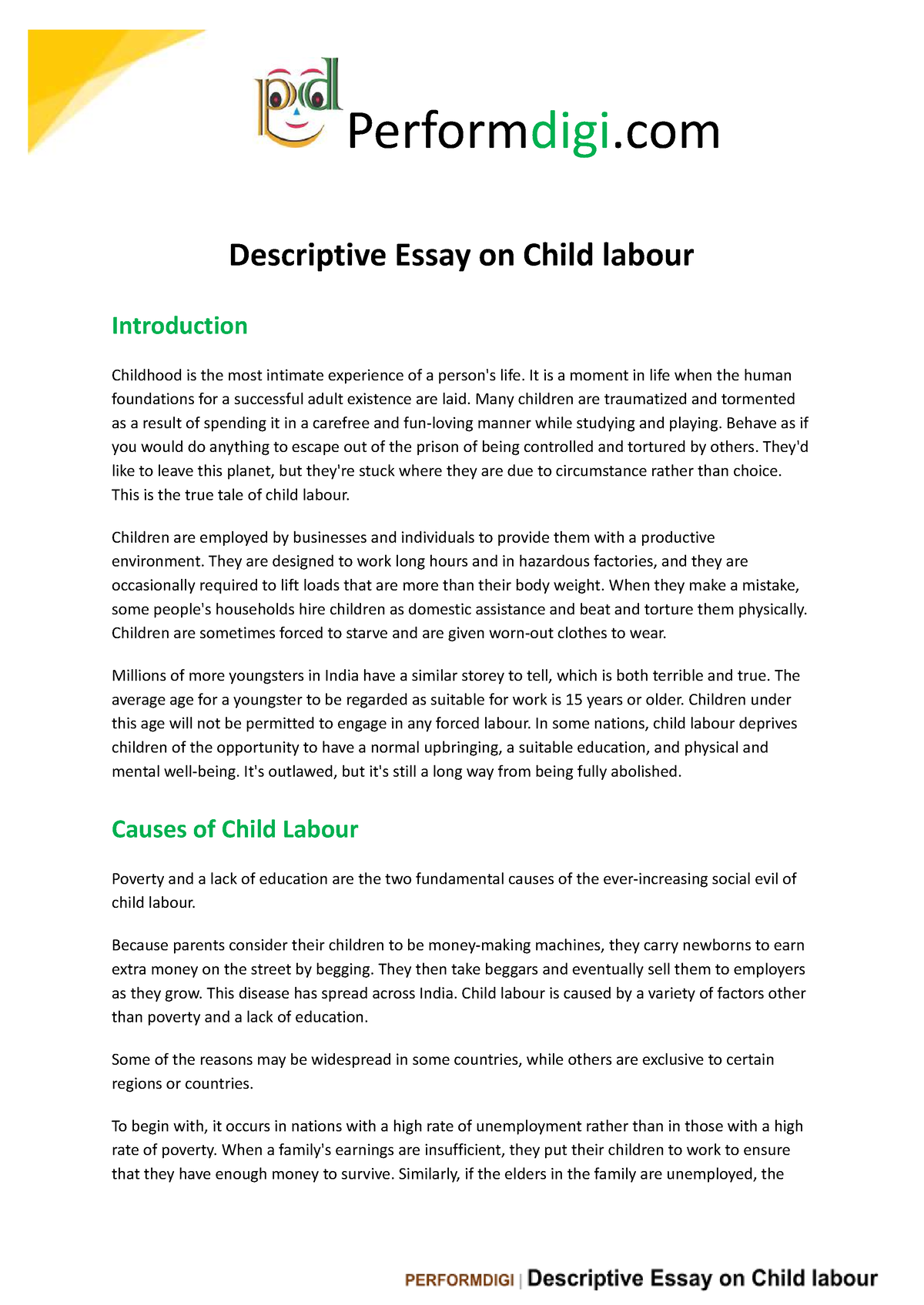 descriptive essay on child labour