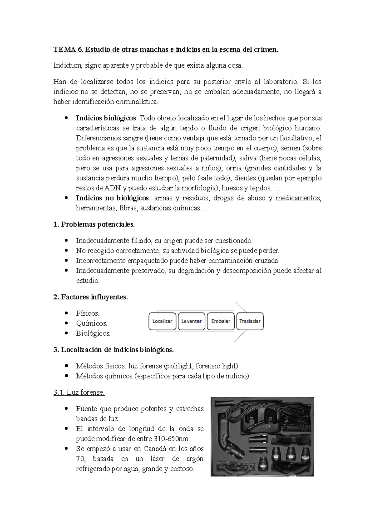 Tema 6 Policía Científica - TEMA 6. Estudio De Otras Manchas E Indicios ...