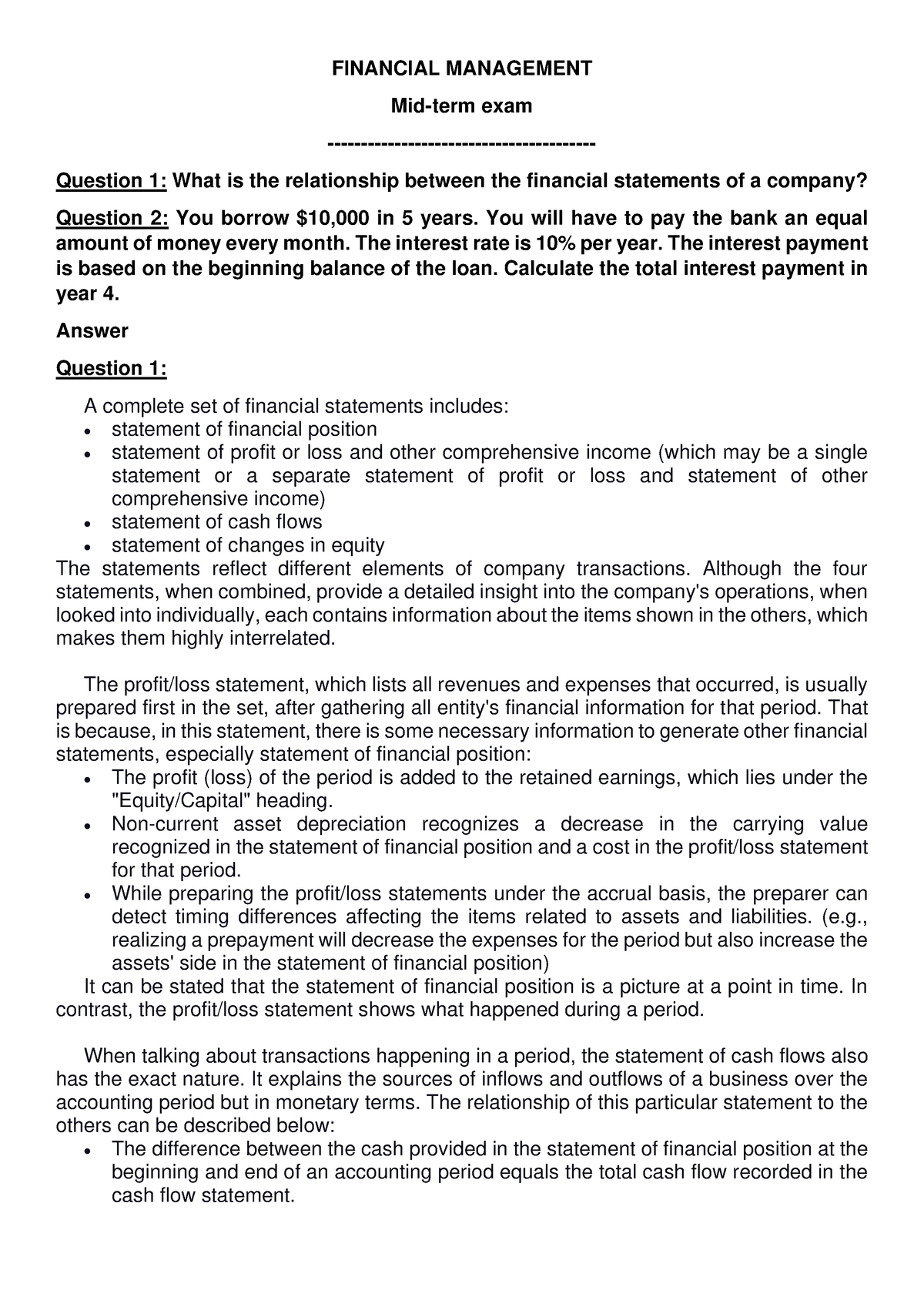 Financial Management Midterm - FINANCIAL MANAGEMENT Mid-term Exam ...