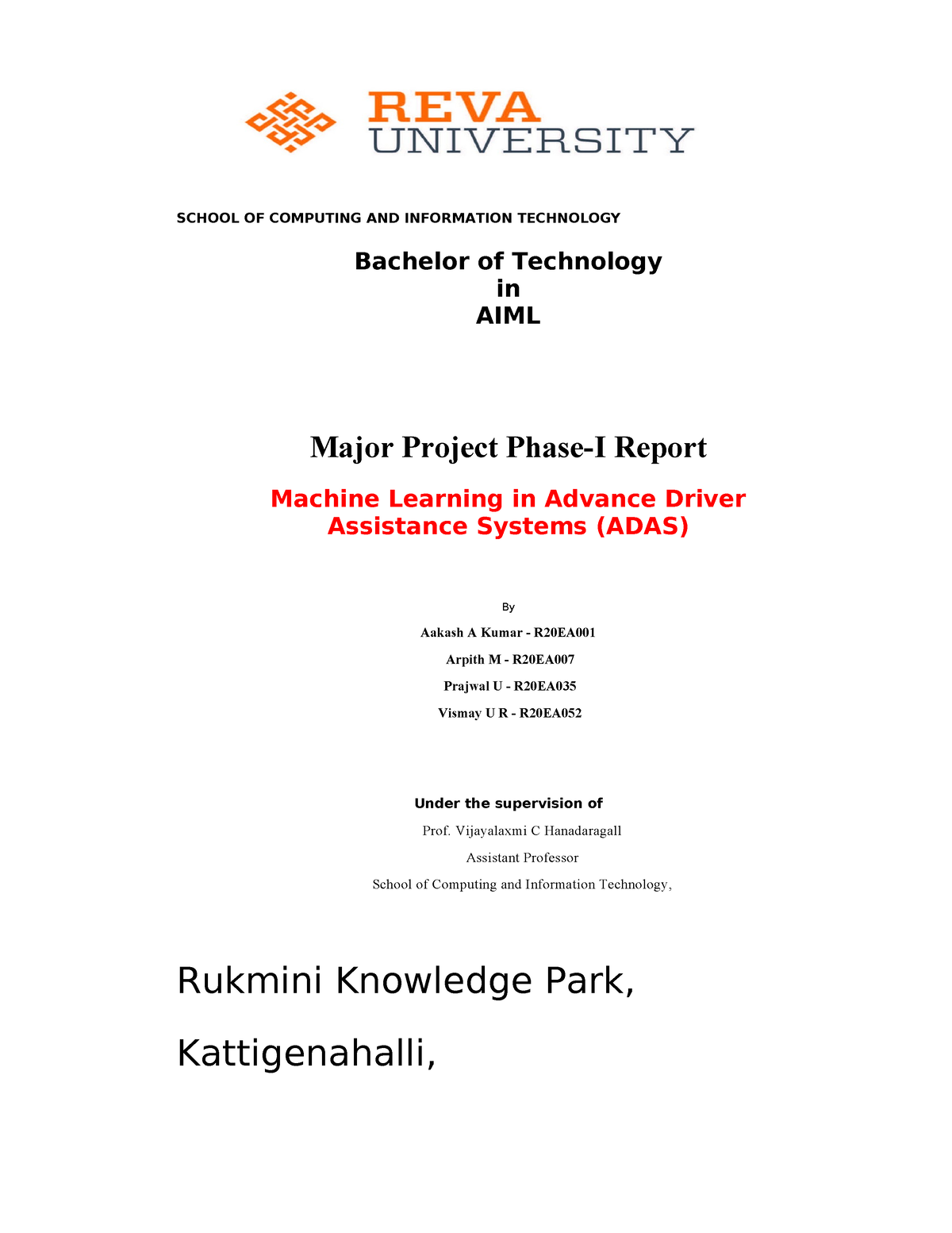 1st-Phase Report Final - SCHOOL OF COMPUTING AND INFORMATION TECHNOLOGY ...