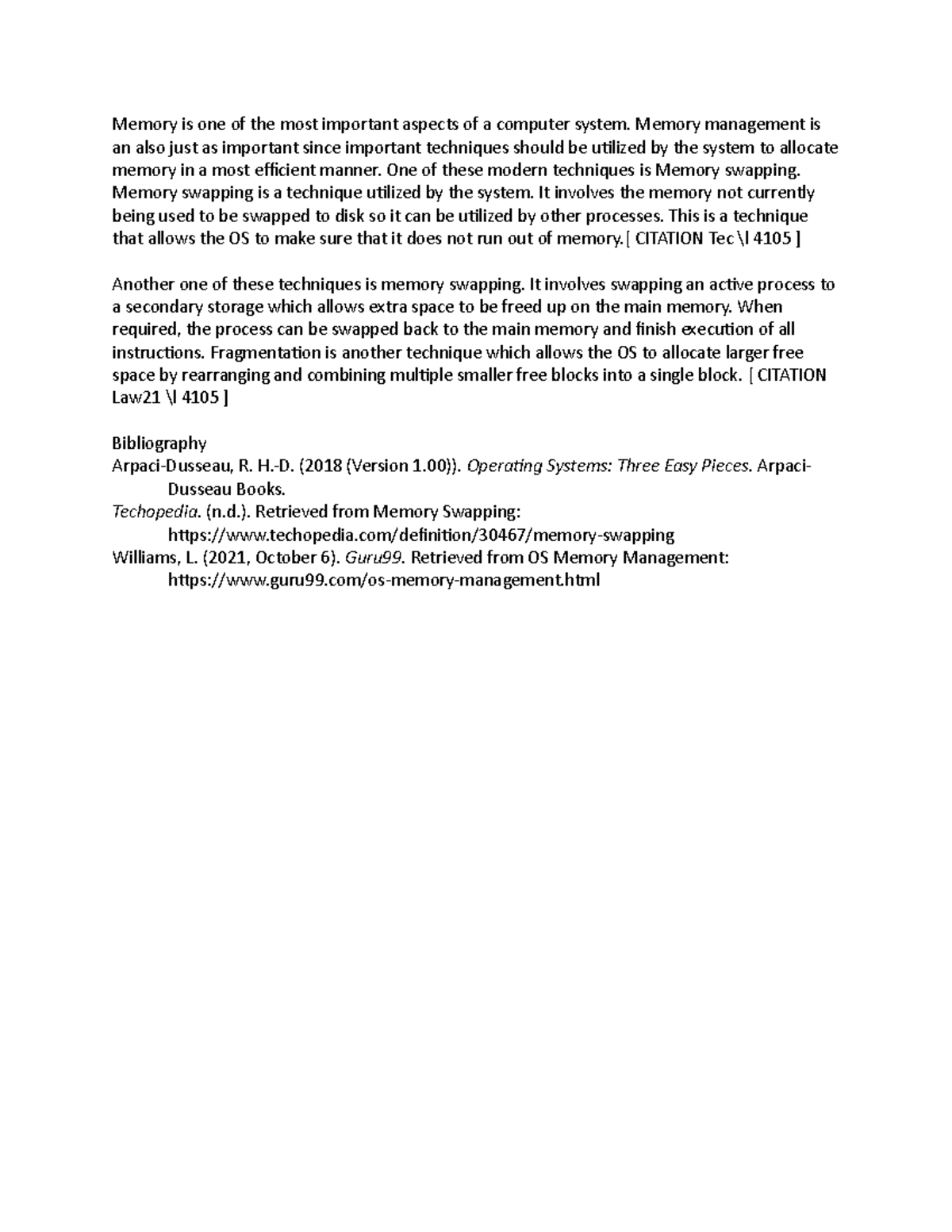 CS 2301 Discussion Unit 6 - Memory is one of the most important aspects ...