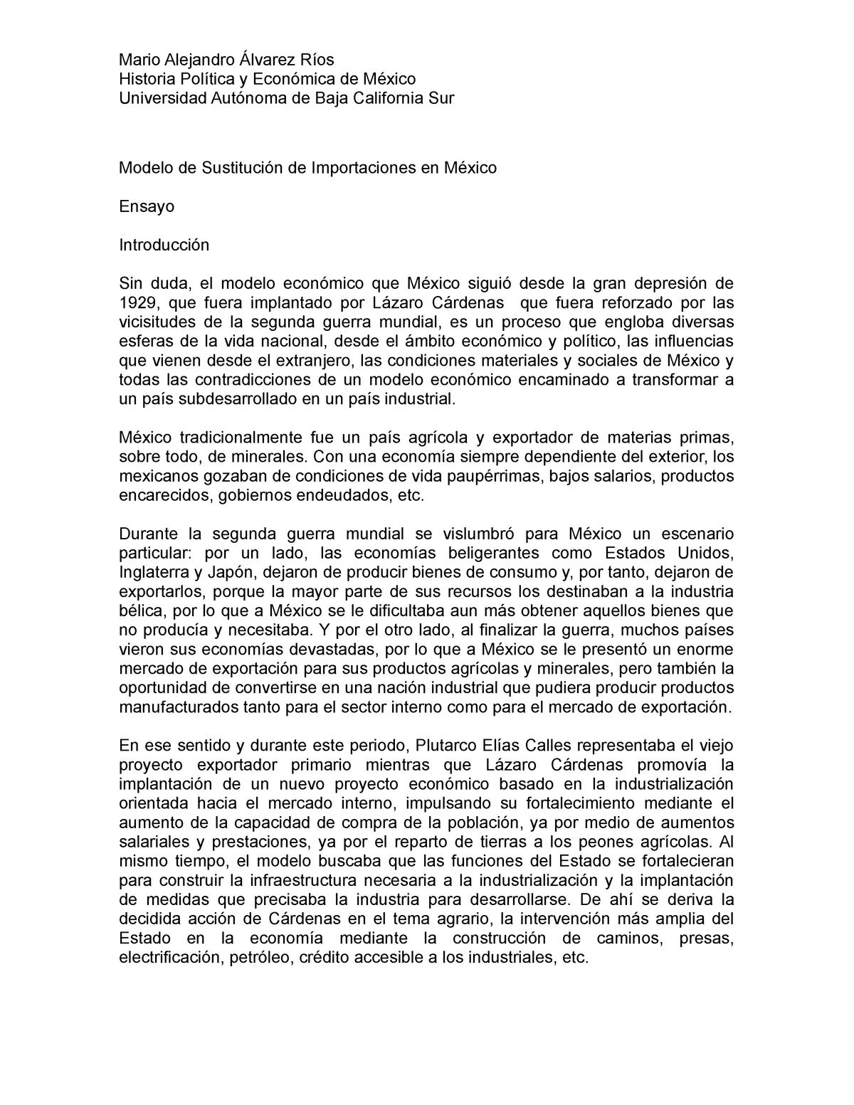 Modelo de industrialización por sustitución de importaciones - Mario  Alejandro Álvarez Ríos Historia - Studocu
