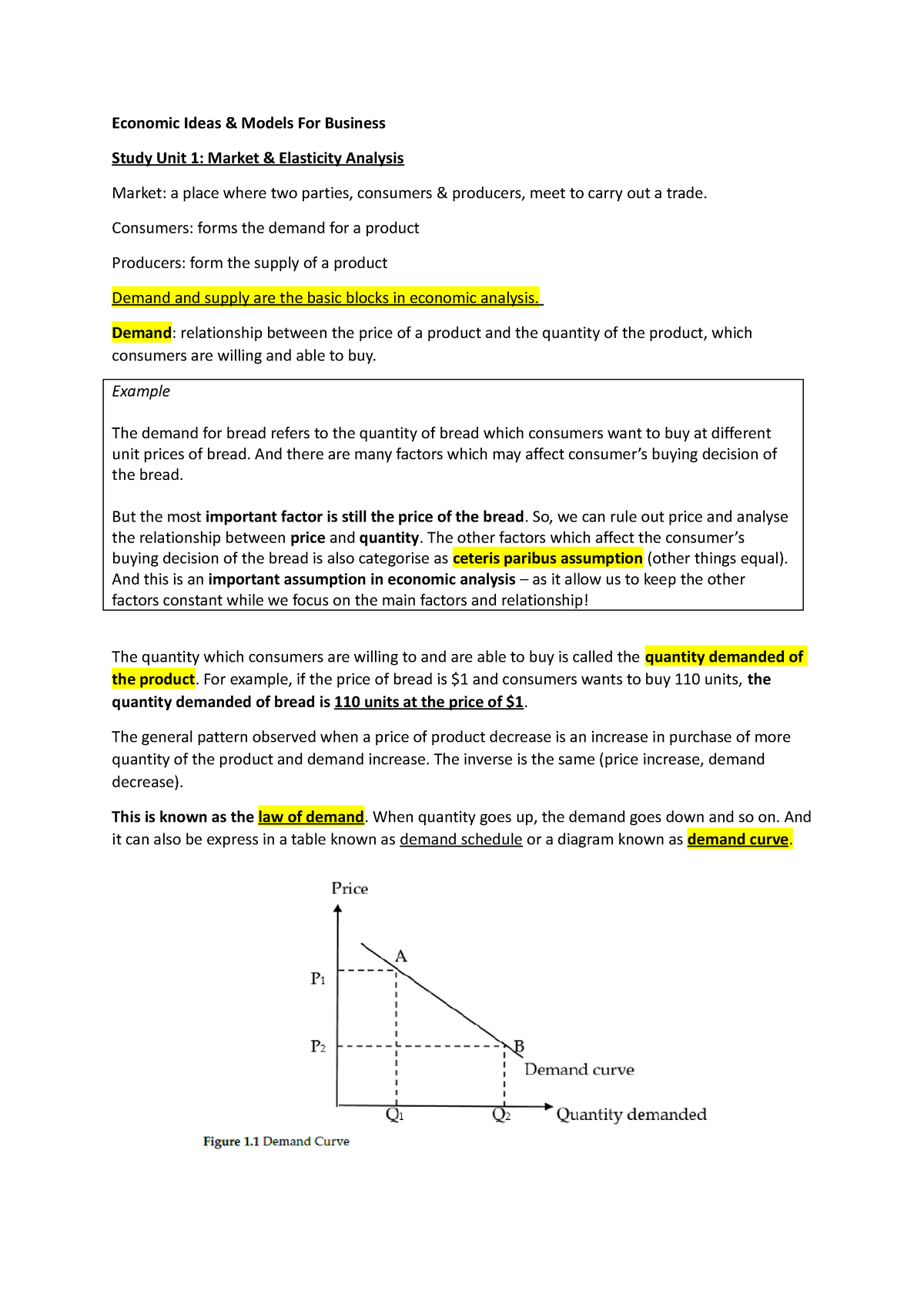 ECO202 Notes - Economic Ideas & Models For Business Study Unit 1 ...