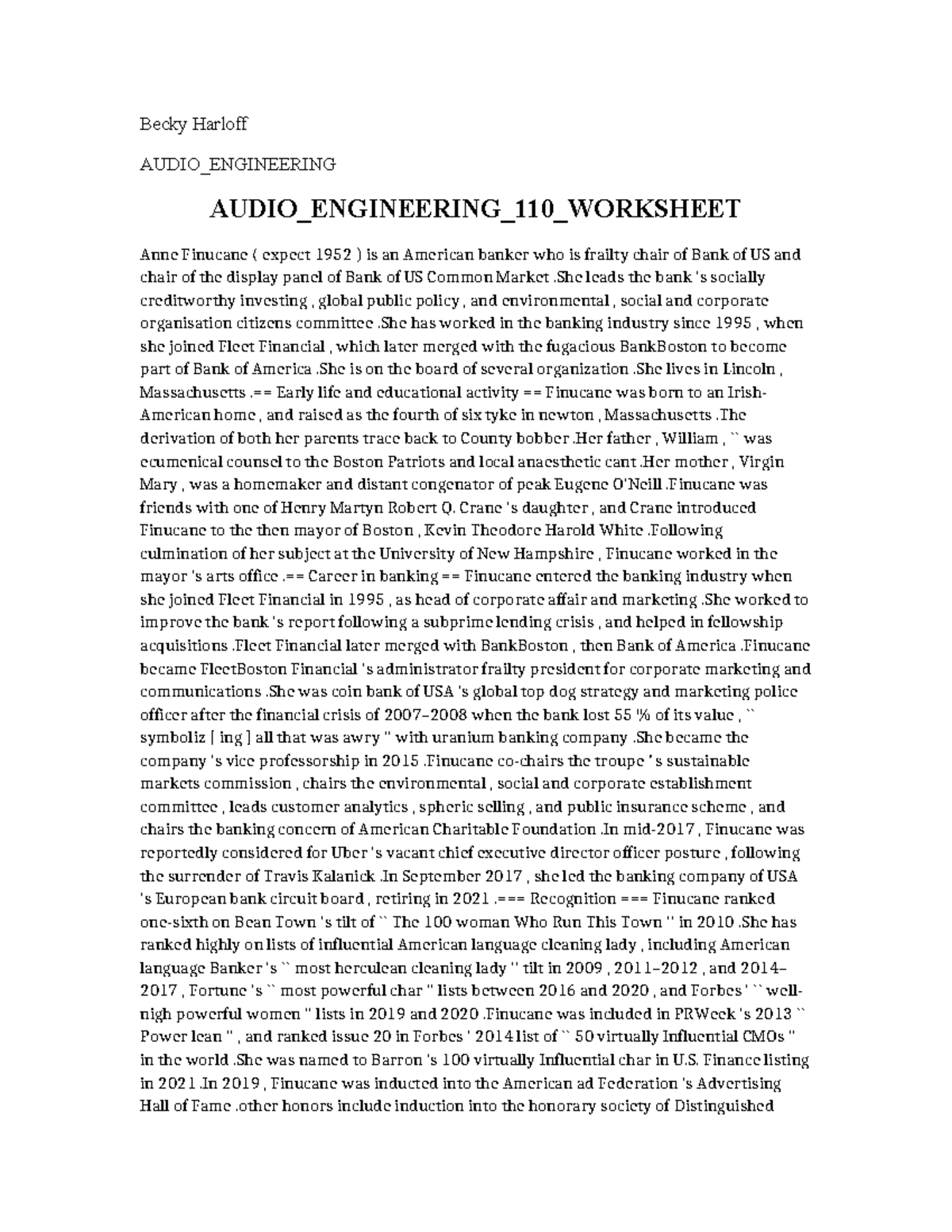 Audio Engineering 110 Worksheet - Becky Harloff AUDIO_ENGINEERING AUDIO ...