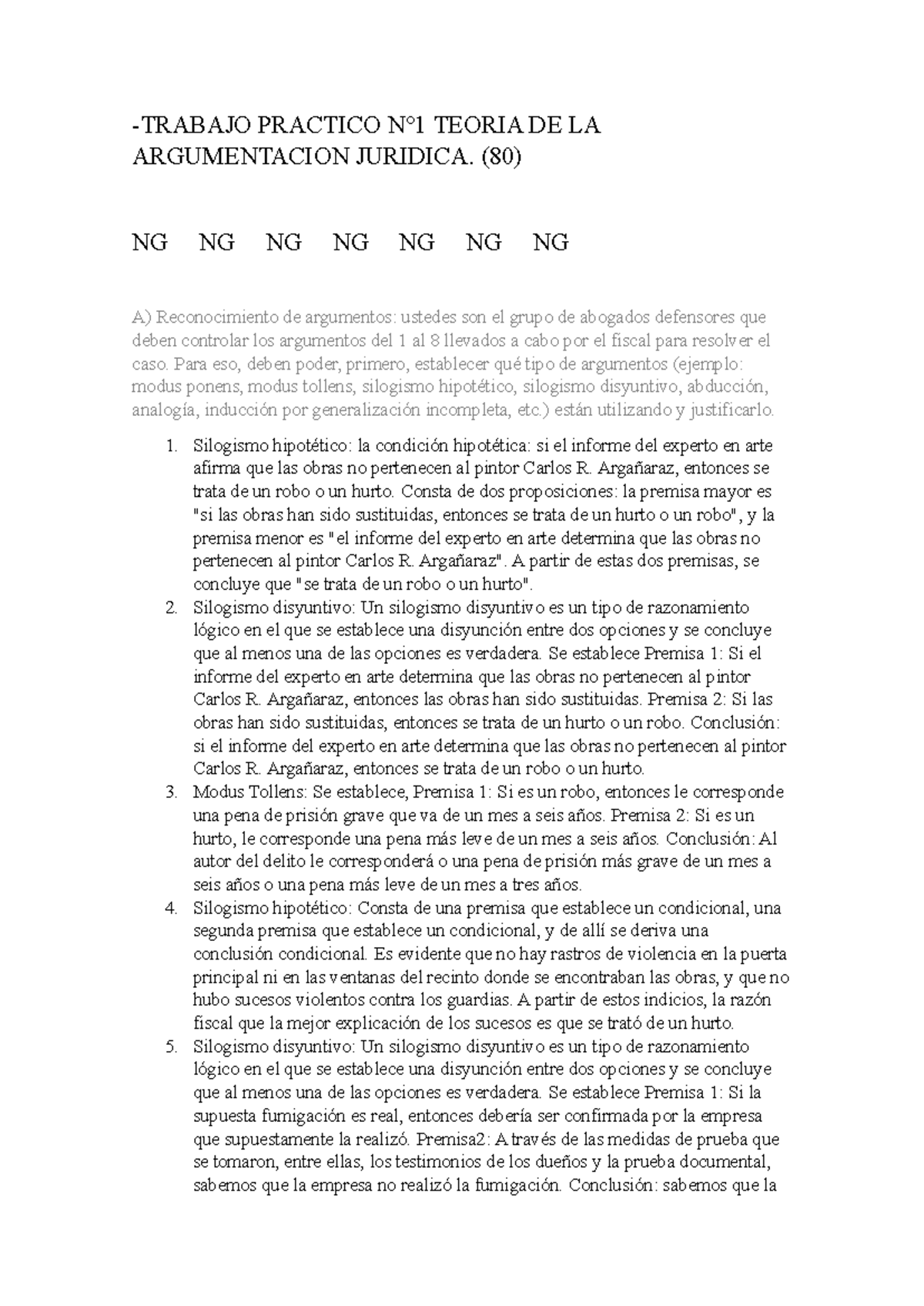 Ng🍀 Tp 1 Teoria De La Argumentacion Juridica Trabajo Practico N°1 Teoria De La Argumentacion 1305