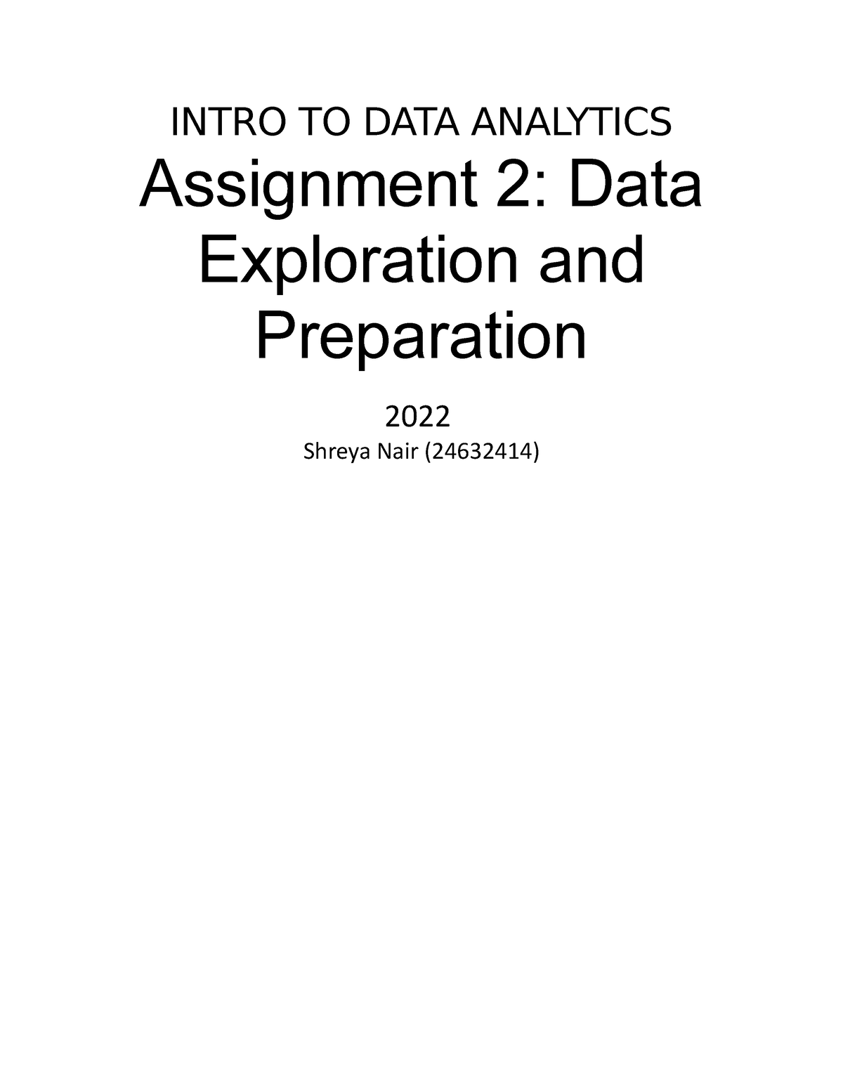 introduction to data analytics assignment