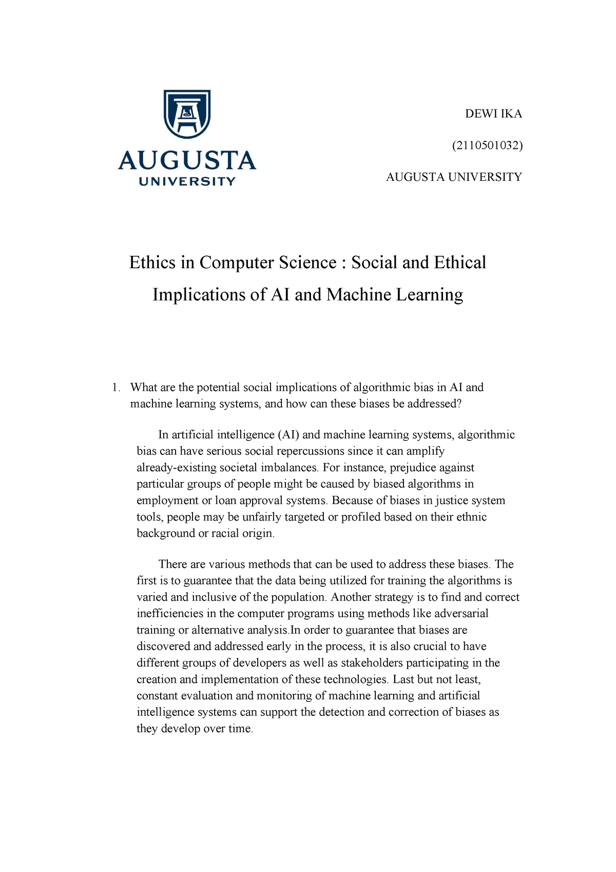 Ethics In Computer Science Chapter 4 (assignment) - DEWI IKA ...