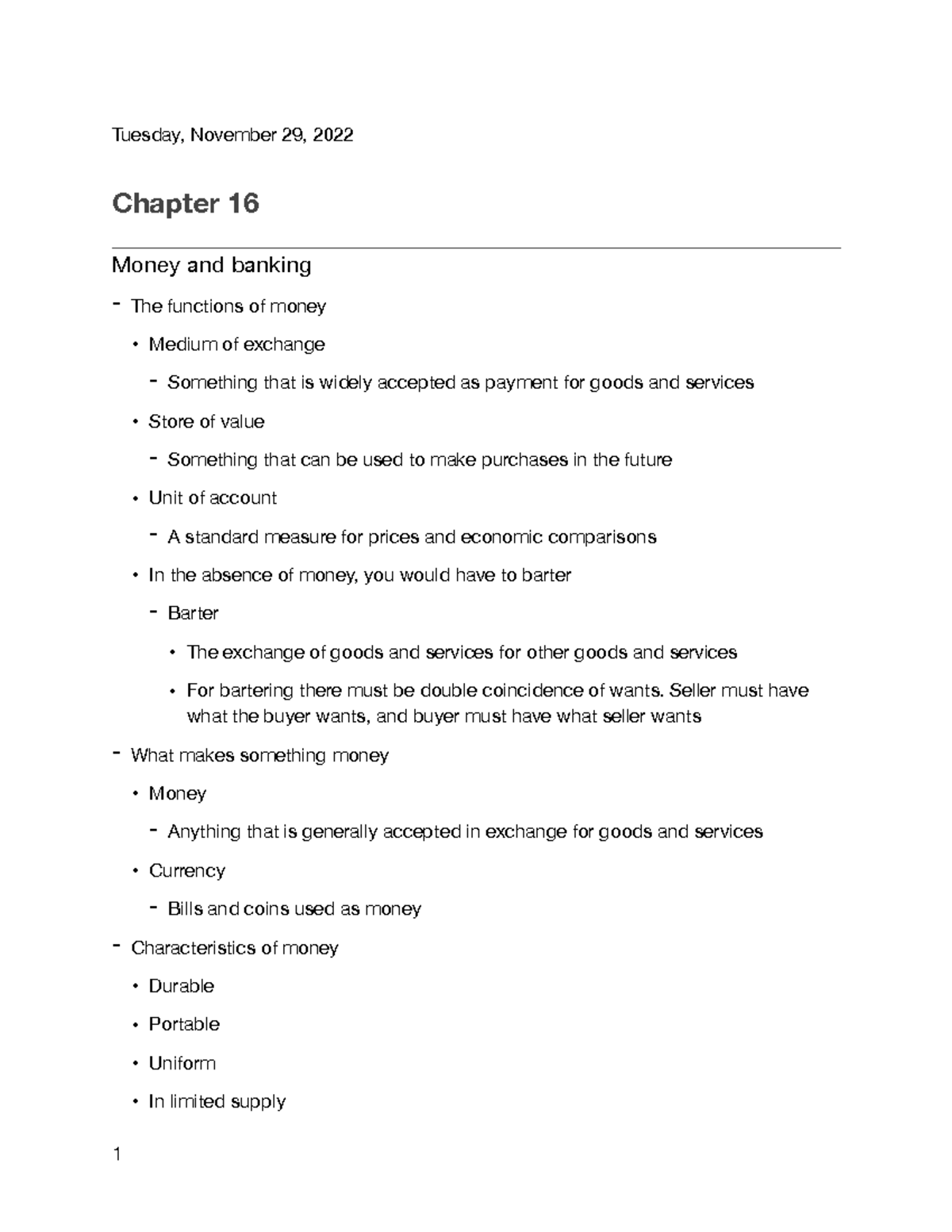 Economics Chapter 16 Notes - Tuesday, November 29, 2022 Chapter 16 ...