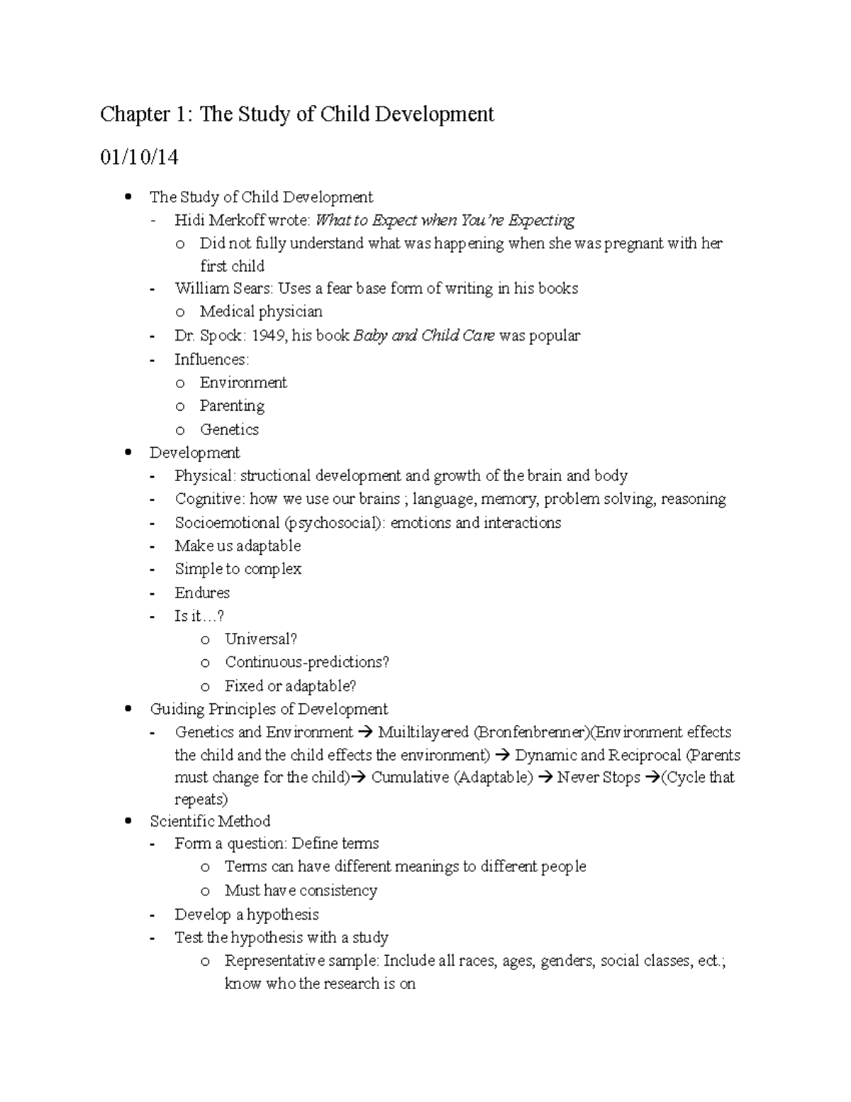 Unit 1 - Lecture Notes 1-6 - Chapter 1: The Study Of Child Development ...