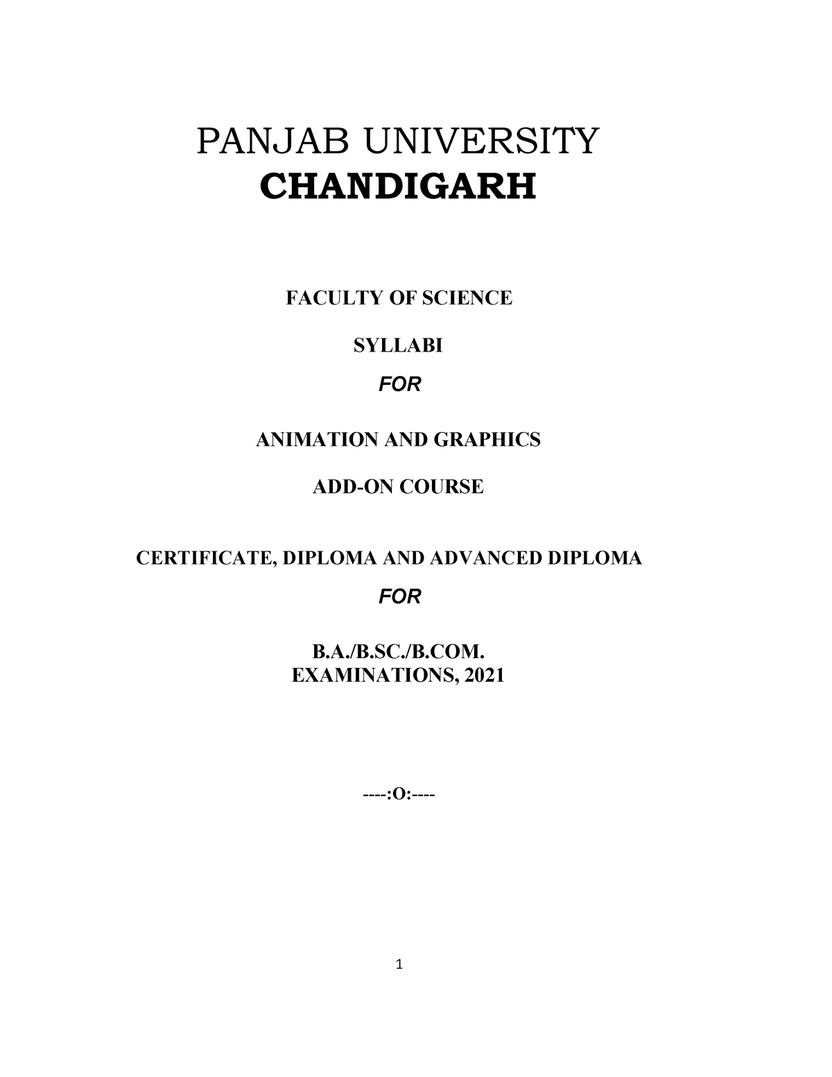 ADD ON SYLL - PANJAB UNIVERSITY CHANDIGARH FACULTY OF SCIENCE SYLLABI ...