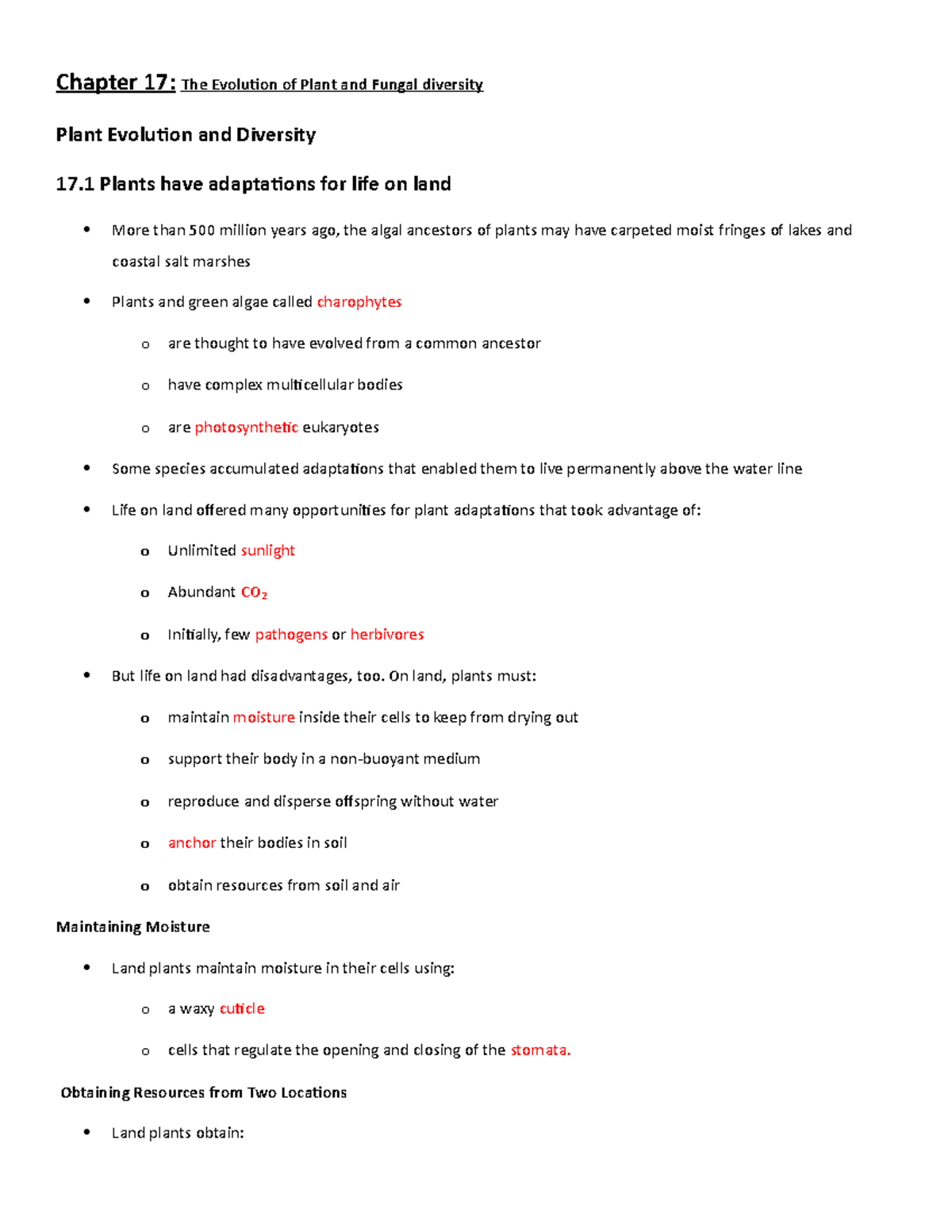 Chapter 17 - Biology 1407 Outline Notes, Filled In From Dr. Burns ...