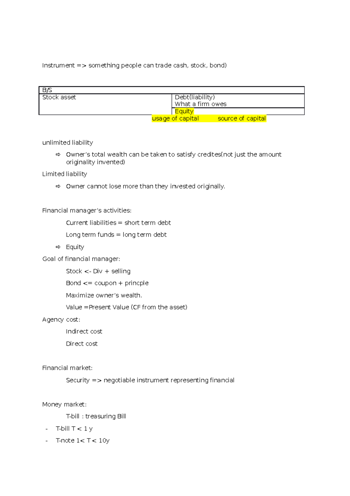 Introduction of finance week 1 - Instrument => something people can ...