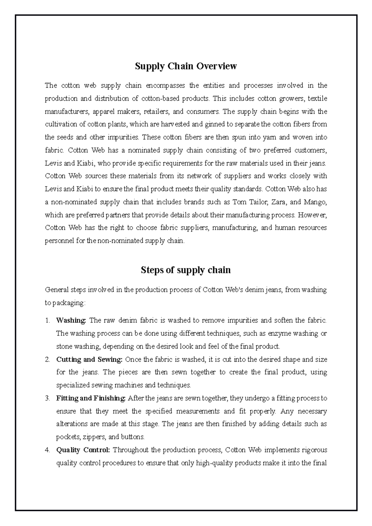 Supply Chain OvervieW - Supply Chain Overview The cotton web supply ...