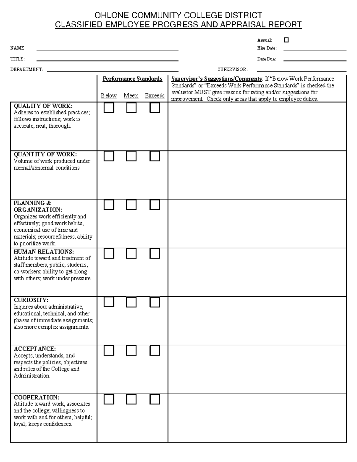 Employee Progress and Appraisal Report final - OHLONE COMMUNITY COLLEGE ...