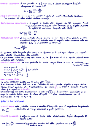 Formulario Fisica 1 - VELOCIE ISTANTANEAdi une particella e definite came  it limite all - Studocu