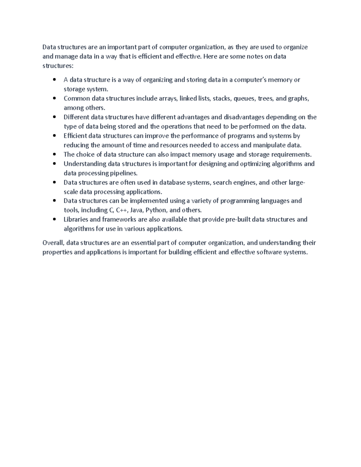 Num 18 - data structures - Data structures are an important part of ...