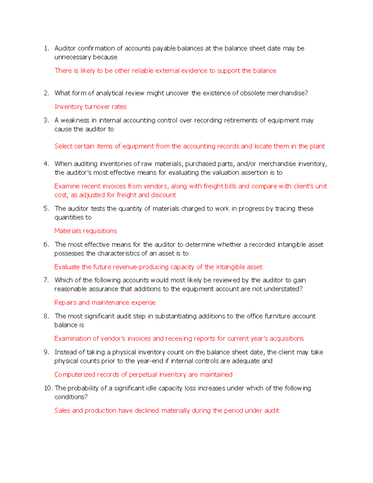 Auditor confirmation of accounts payable balances at the balance sheet ...