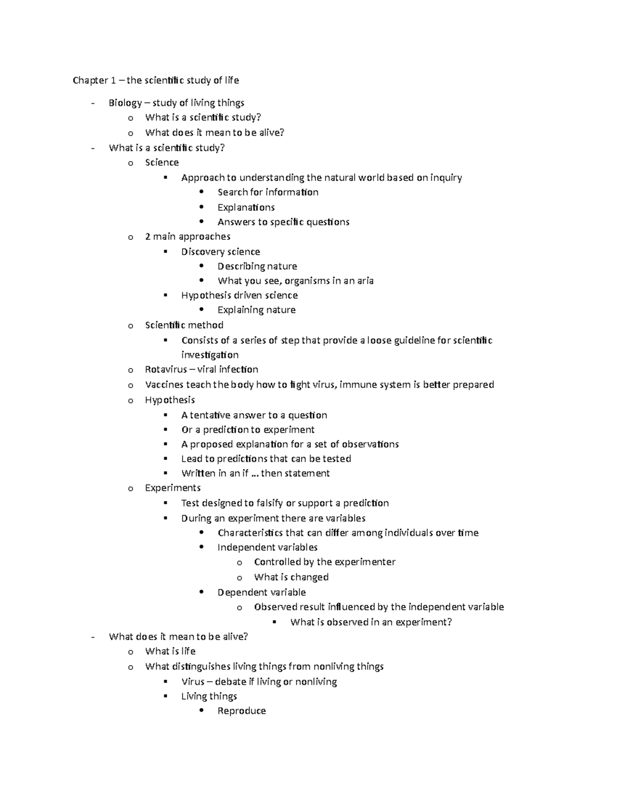 Bio 110 - Chapter 1 Introduction - Chapter 1 – The Scientific Study Of ...