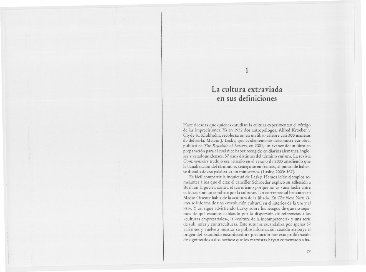 Canclini- la cultura extraviada - 1 La cultura extraviada en sus ...
