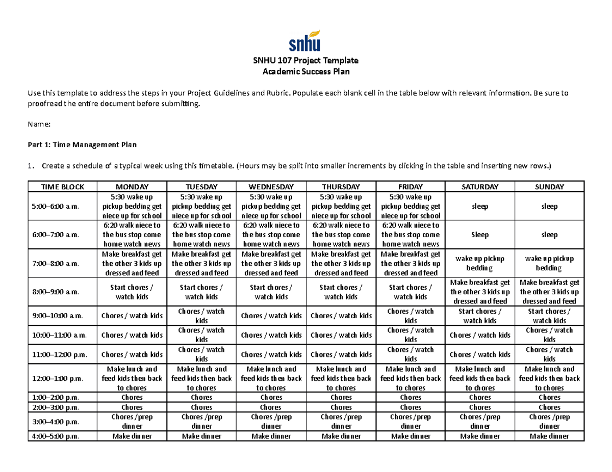 SNHU 107 Project Template - SNHU 107 Project Template Academic Success ...