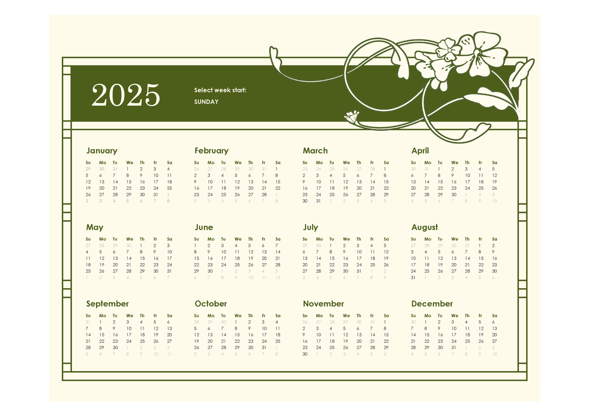 Calendar 2025 - Planner - Su Mo Tu We Th Fr Sa Su Mo Tu We Th Fr Sa Su