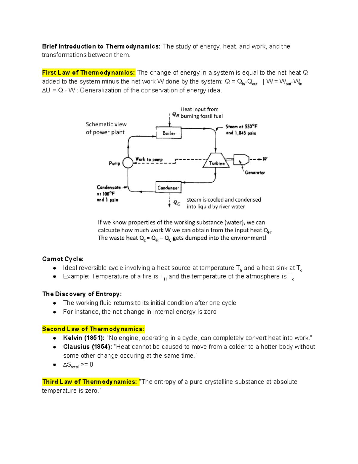 ME 311 Thermo Lecture Notes - Brief Introduction to Thermodynamics ...