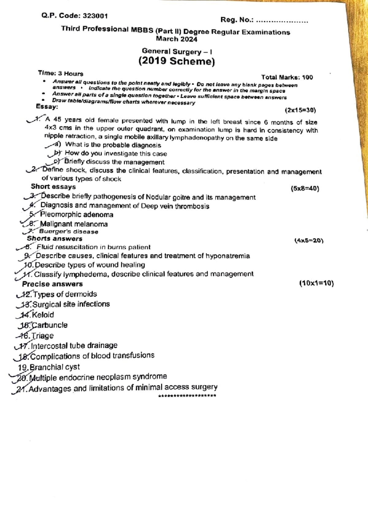 3rd year MBBS part 2 2024 General Surgery Paper 1 - Bachelor of ...