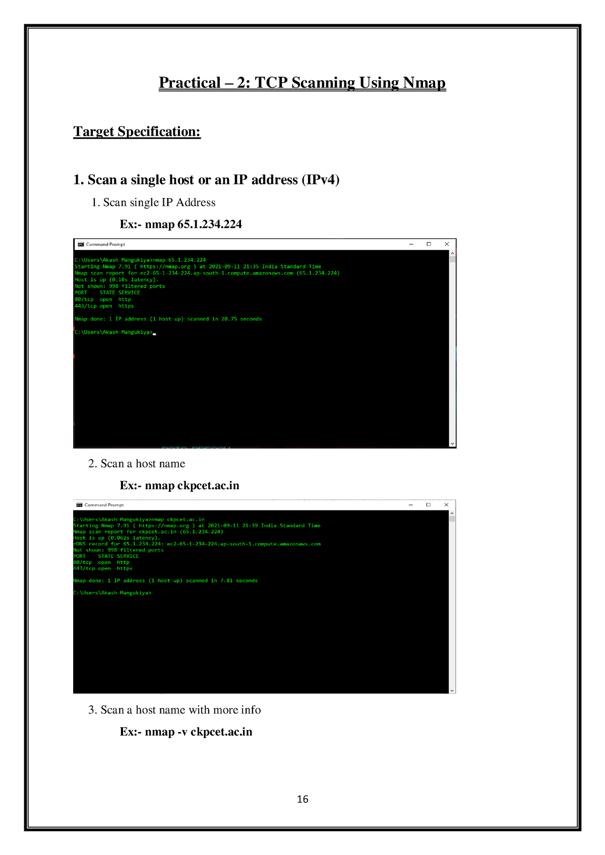 Cyber Security Practical - 2 - Practical – 2: TCP Scanning Using Nmap ...