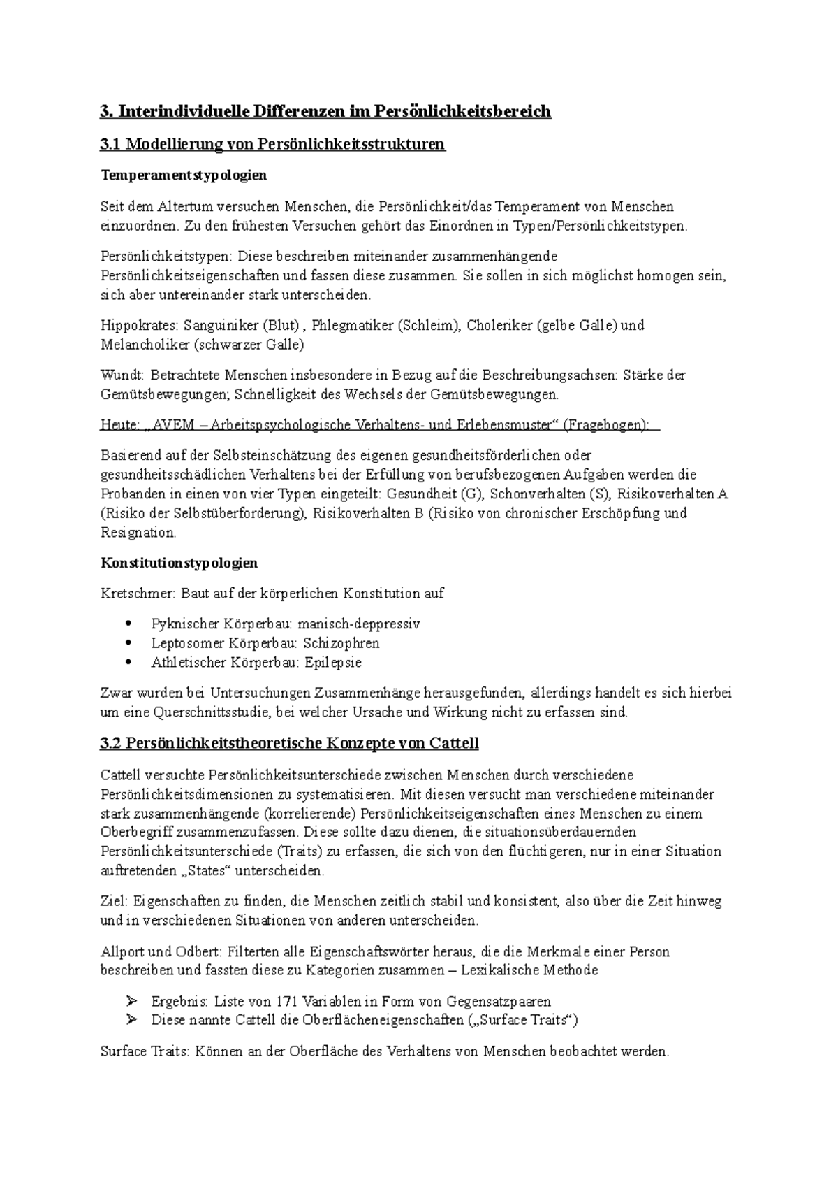 Lektion 3: Interindividuelle Differenzen im Persönlichkeitsbereich - 3 ...