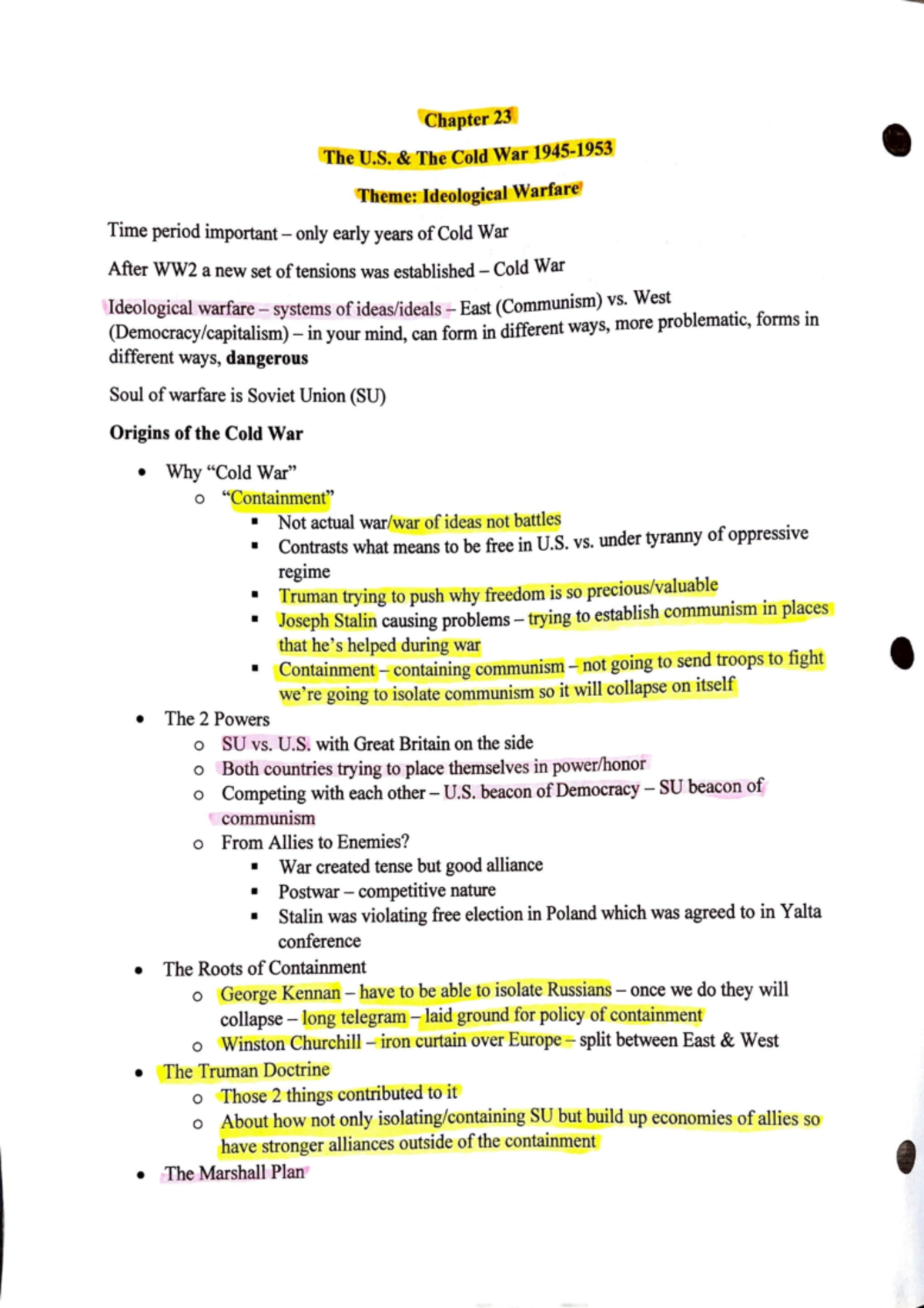 Chapter 23 History Since 1877 Chapter. The U. & The Colcl War 1945