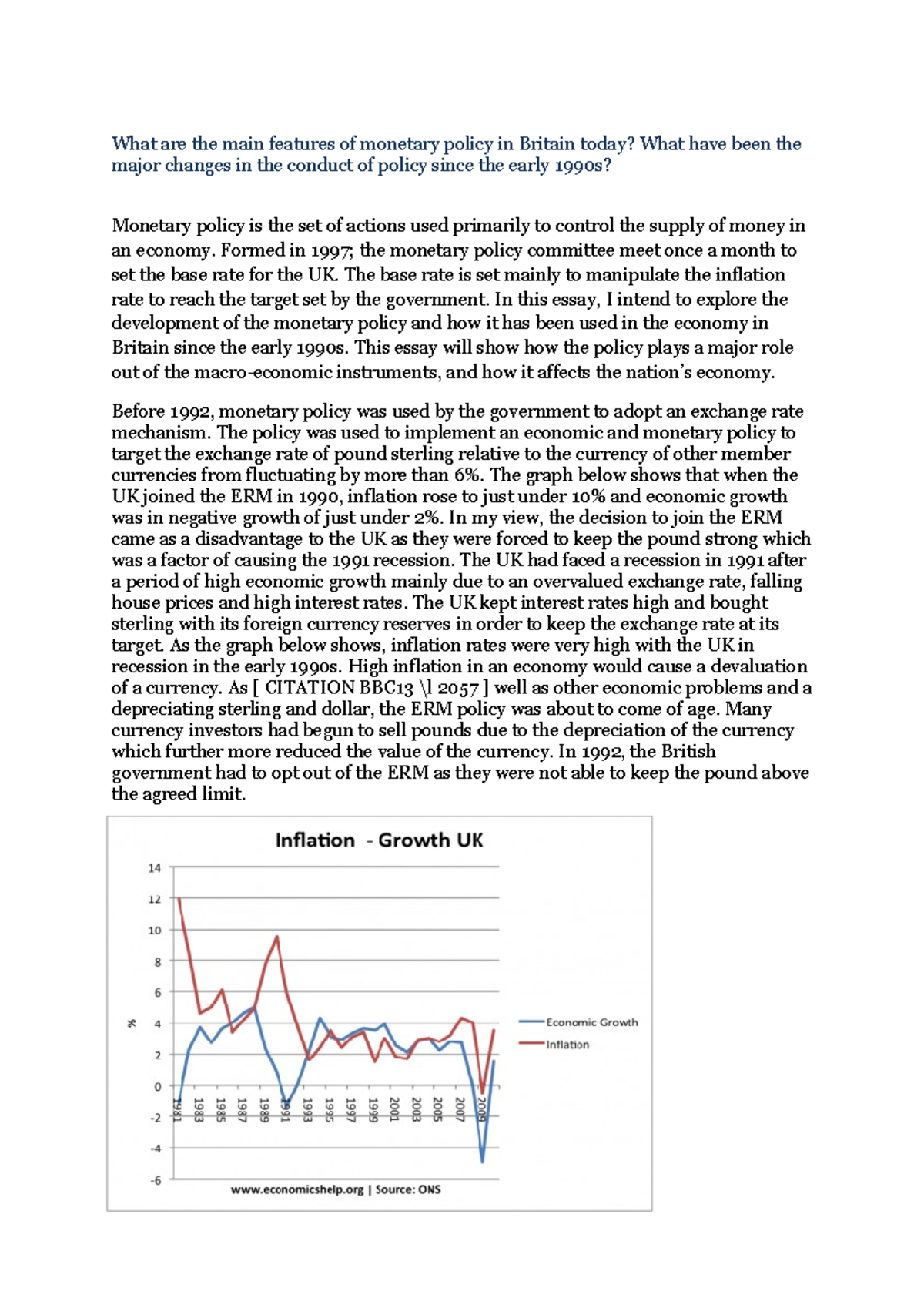 essay about monetary policy