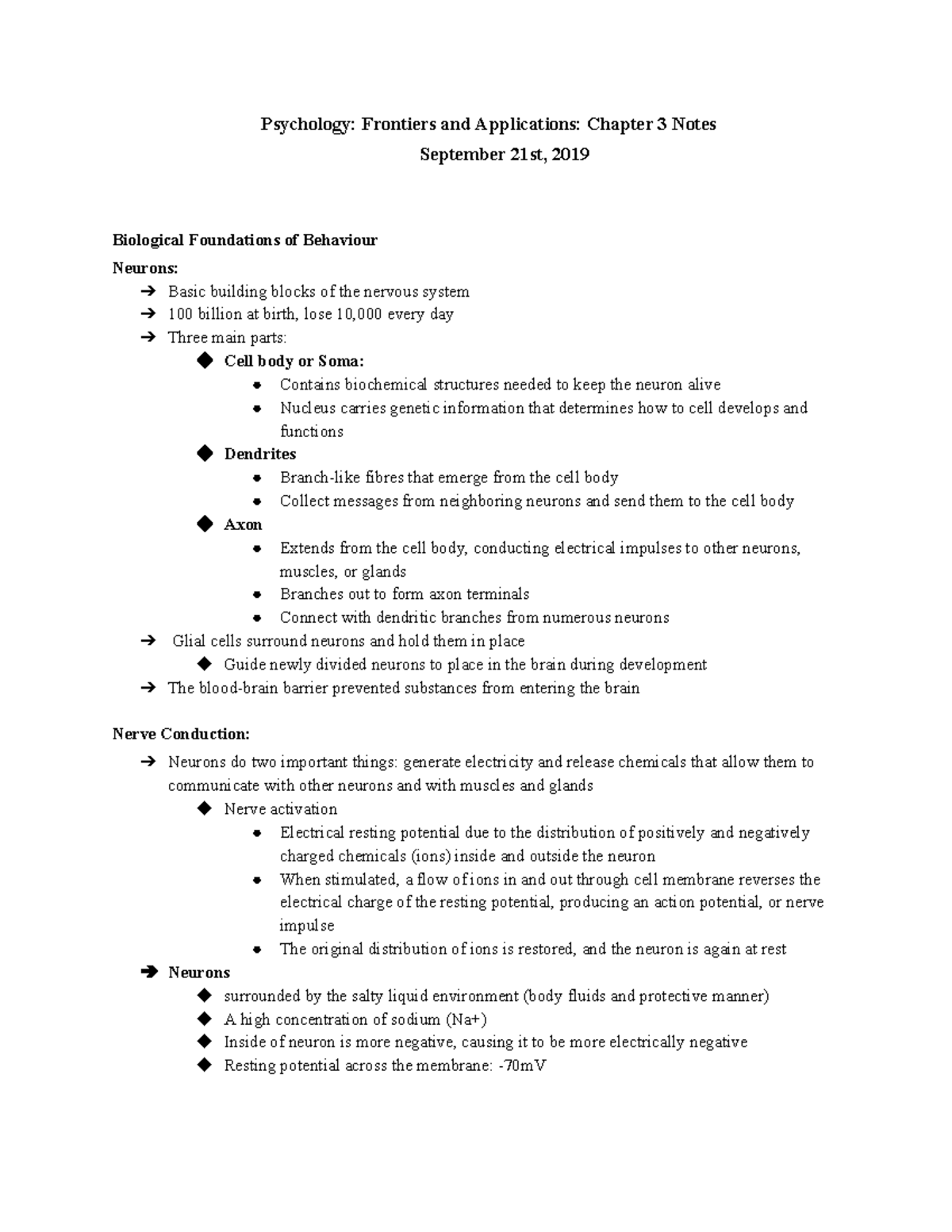 Chapter 3 Notes - Psychology: Frontiers And Applications: Chapter 3 ...