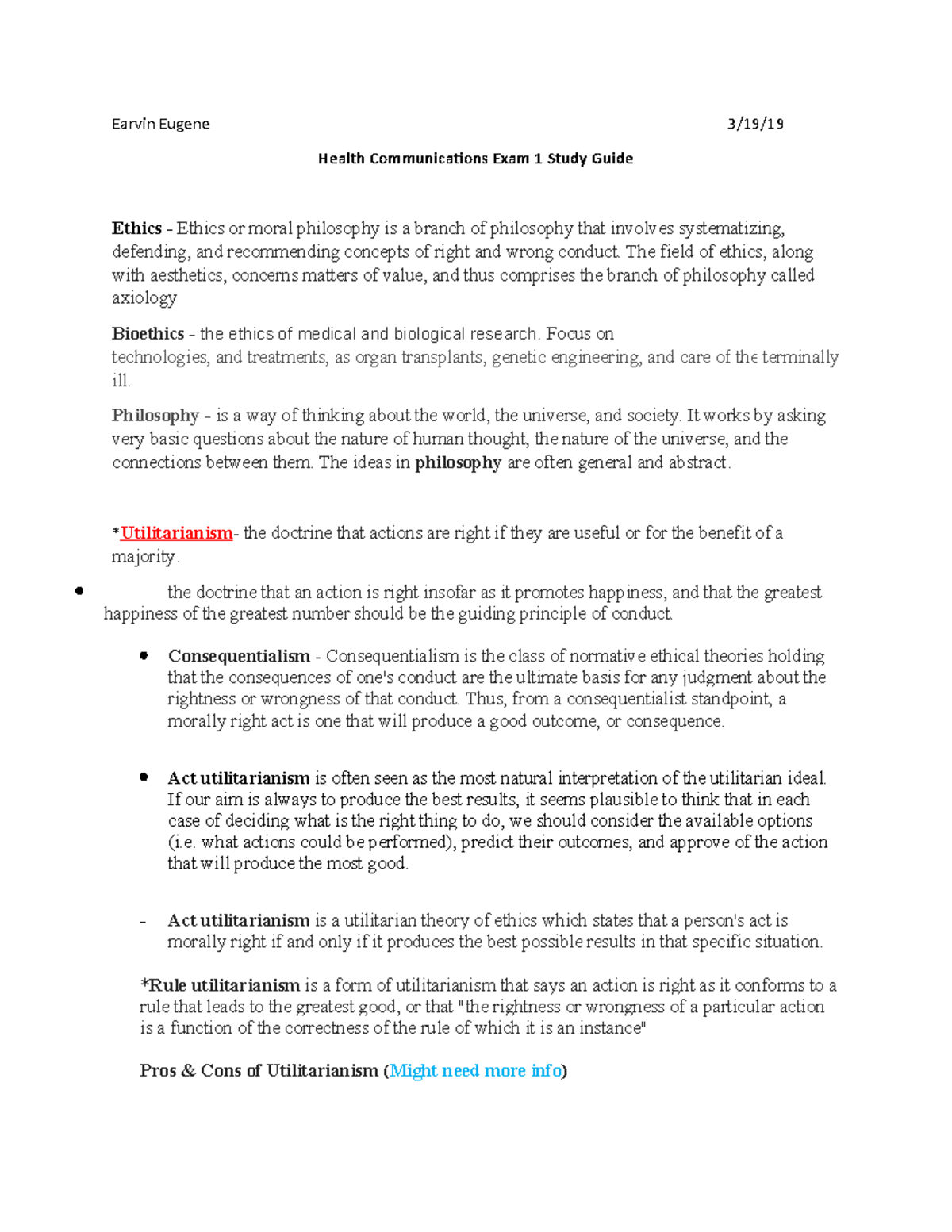Health Communications Exam 1 Study Guide Earvin Eugene 3/19/ Health