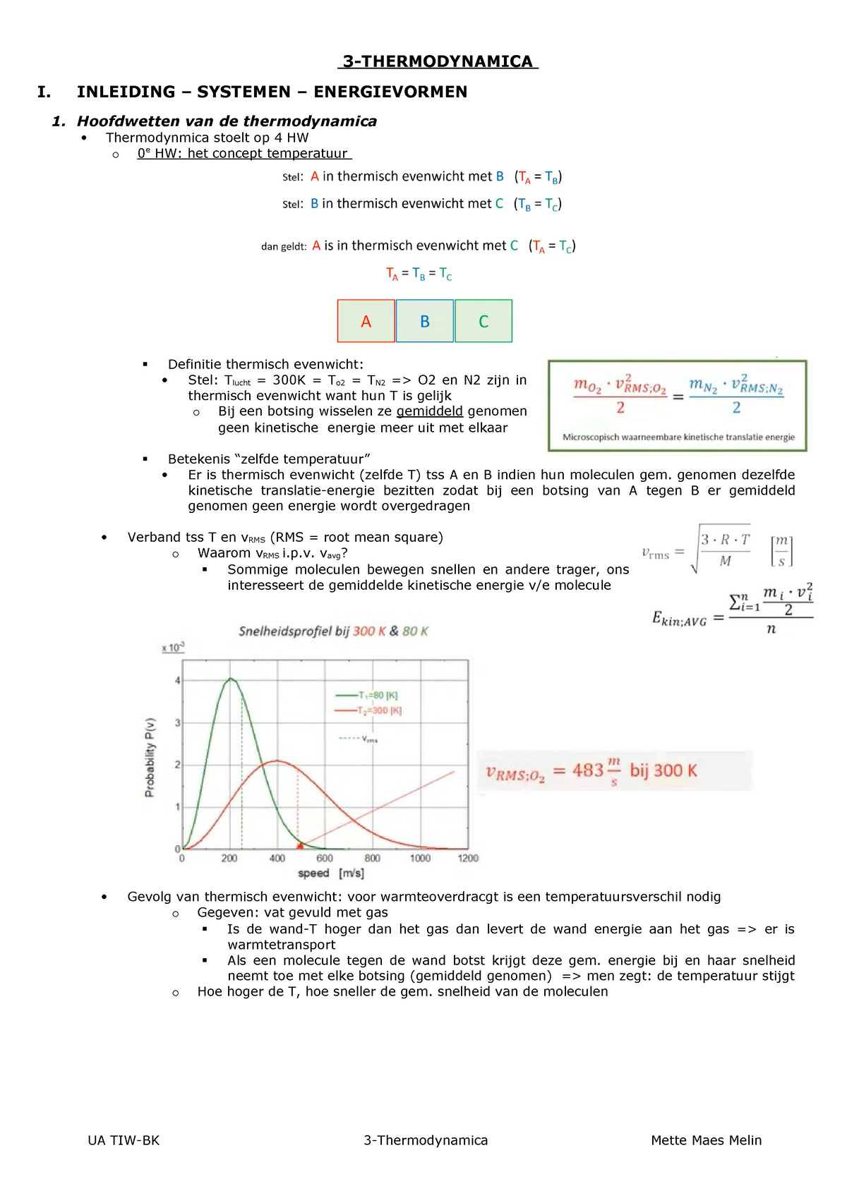 3- Thermodynamica Samenvatting 22'-23' - 3-THERMODYNAMICA I. INLEIDING ...