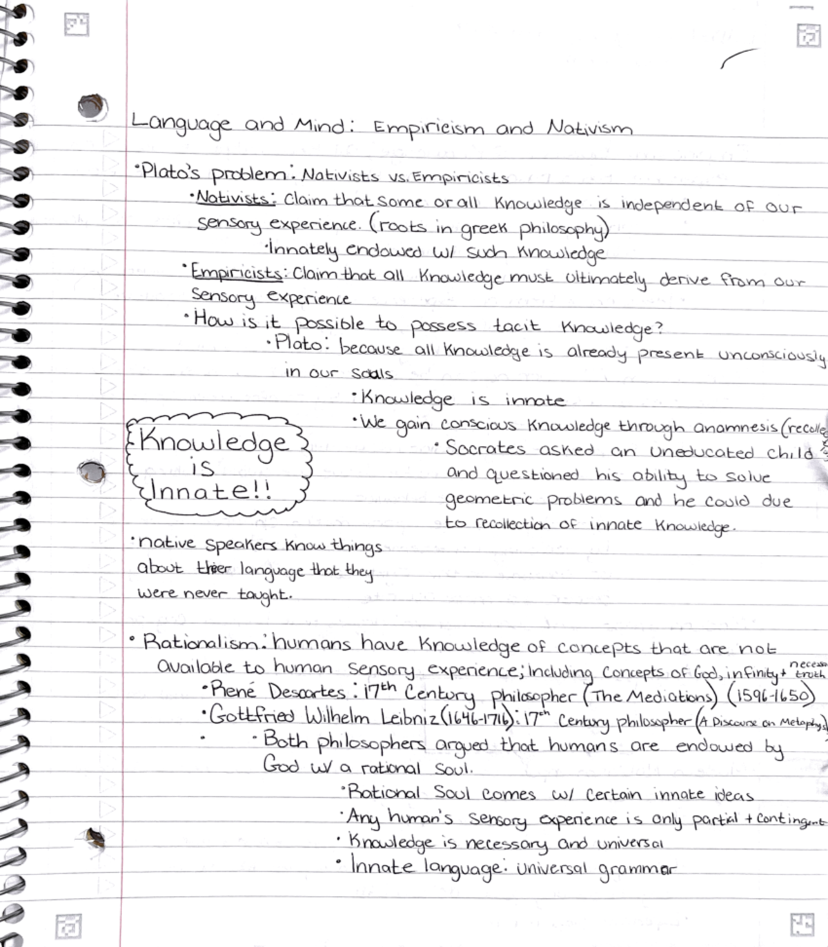 Lang 1010 notes nativism vs empiricism - LING 1010 - Studocu