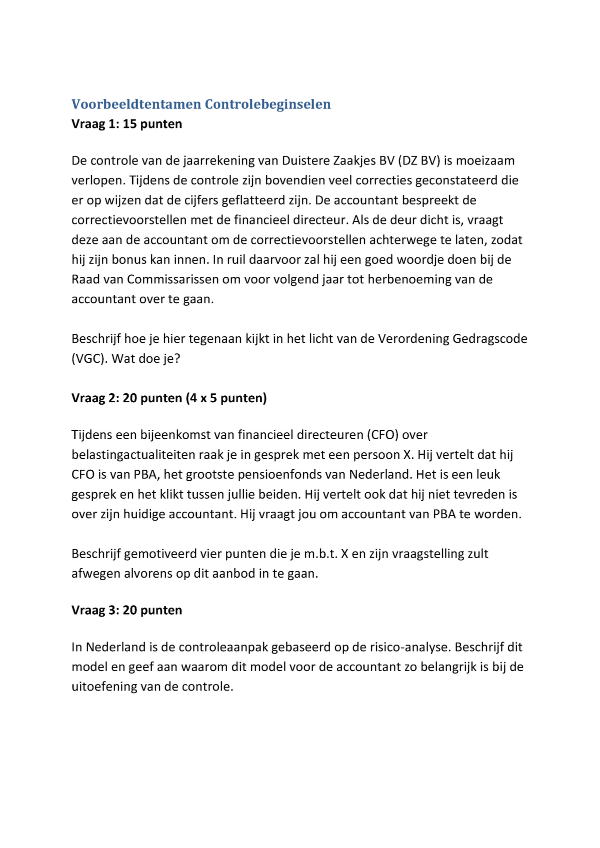 Proef/oefen Tentamen 29 Oktober 2014, Vragen En Antwoorden ...