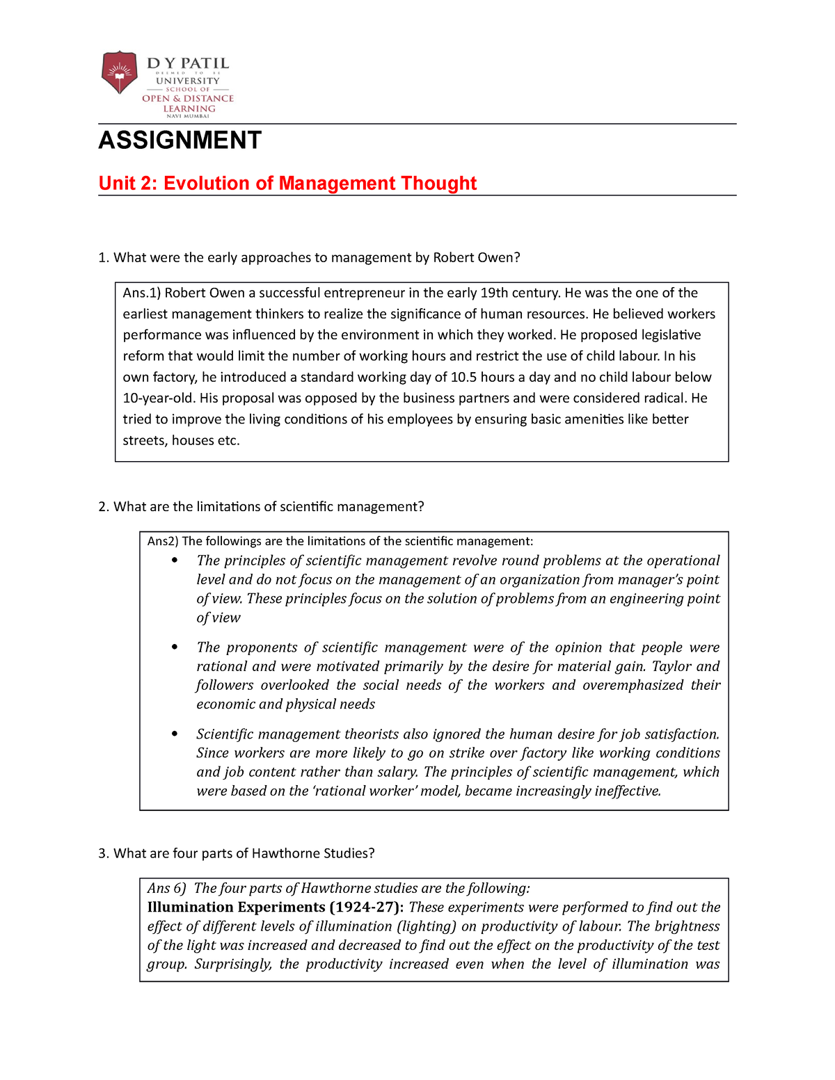 assignment on evolution of management