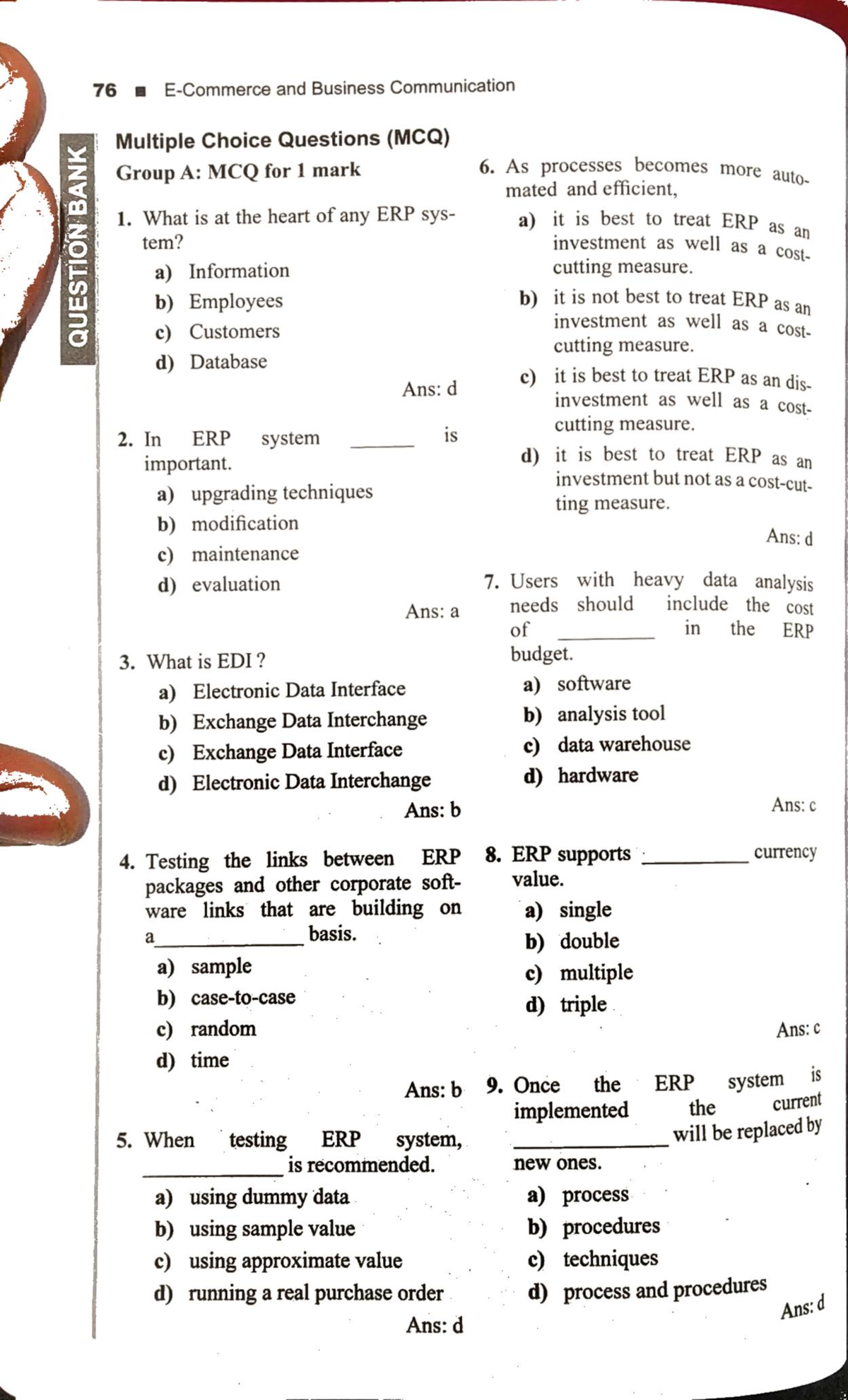 ERP MCQs - Practice Questions On ERP With Answers - E-commerce ...