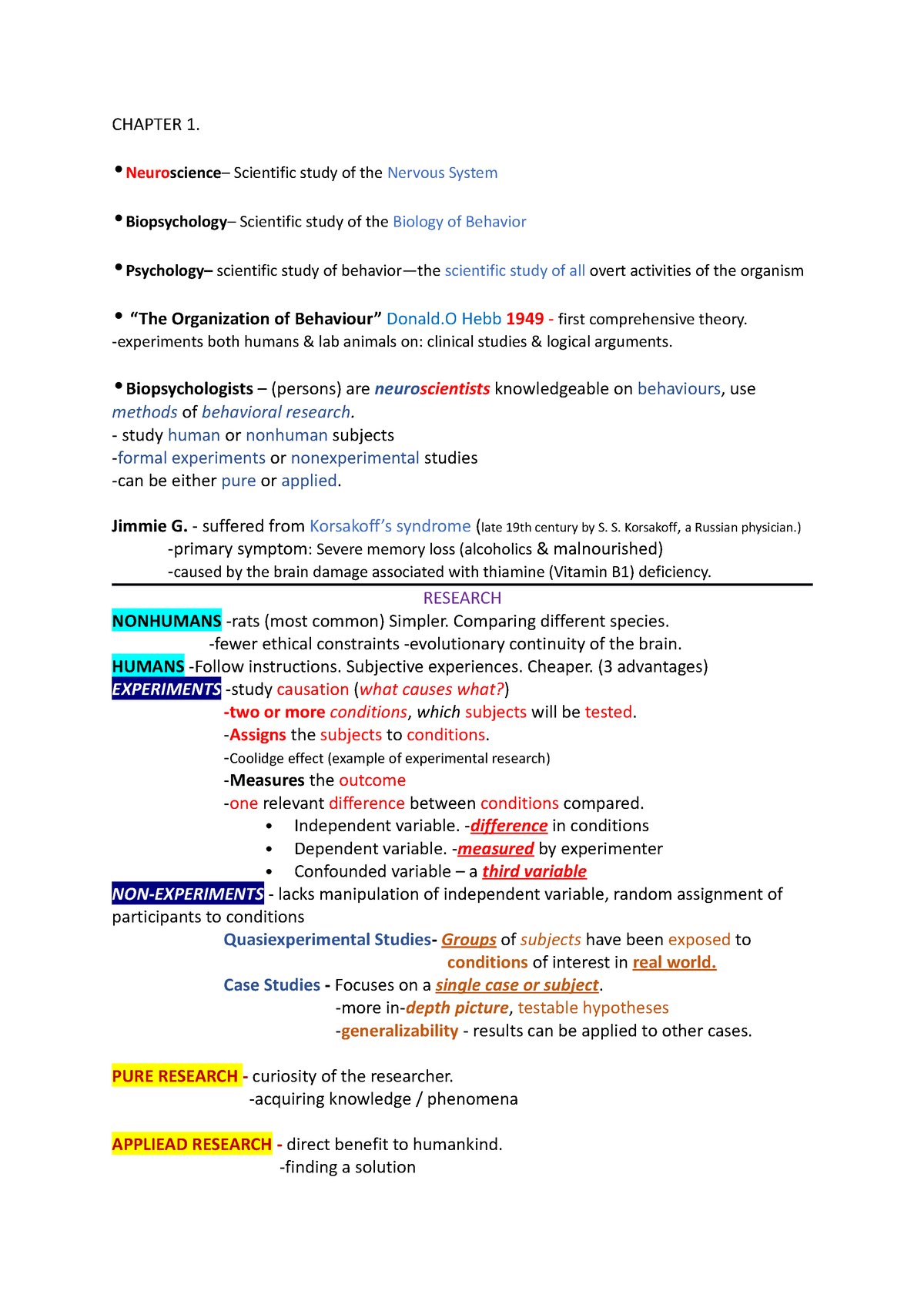 1-3 Biopsy - Summary of Chapter 1-3 - CHAPTER 1. • Neuroscience ...