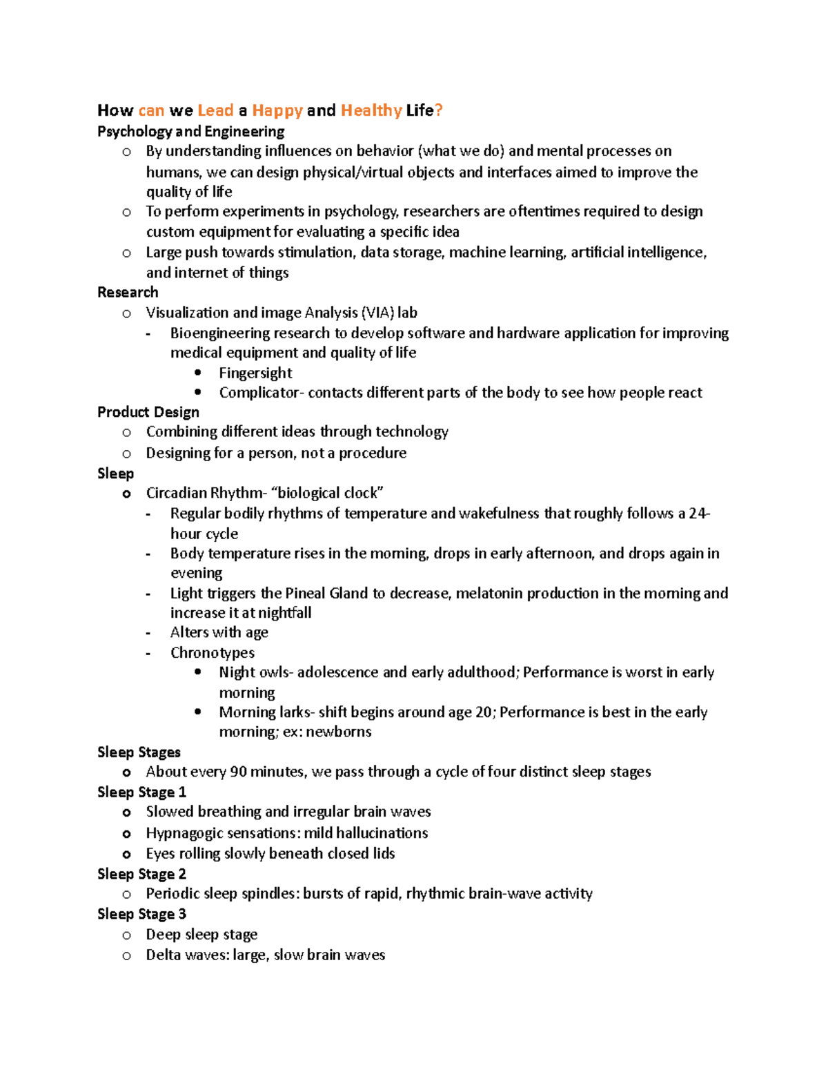Psych Exam 3 - Third Exam Notes - How can we Lead a Happy and Healthy ...