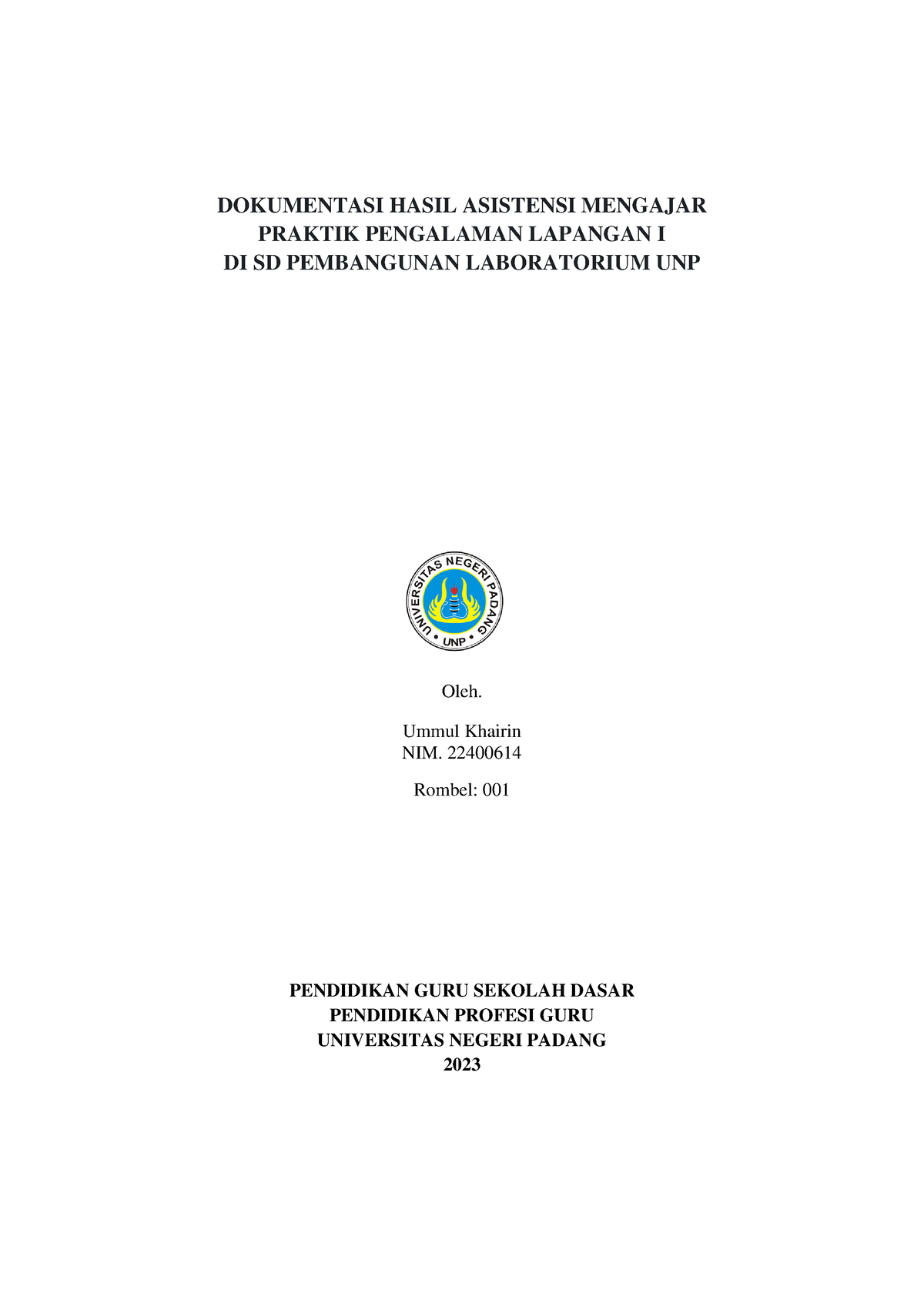 Asistensi Ummul Khairin - DOKUMENTASI HASIL ASISTENSI MENGAJAR PRAKTIK ...