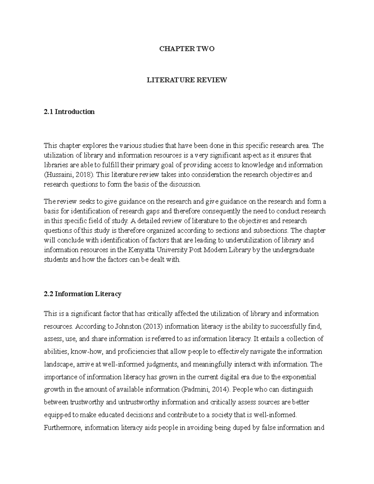 Chapter 2 - research project - CHAPTER TWO LITERATURE REVIEW 2 ...