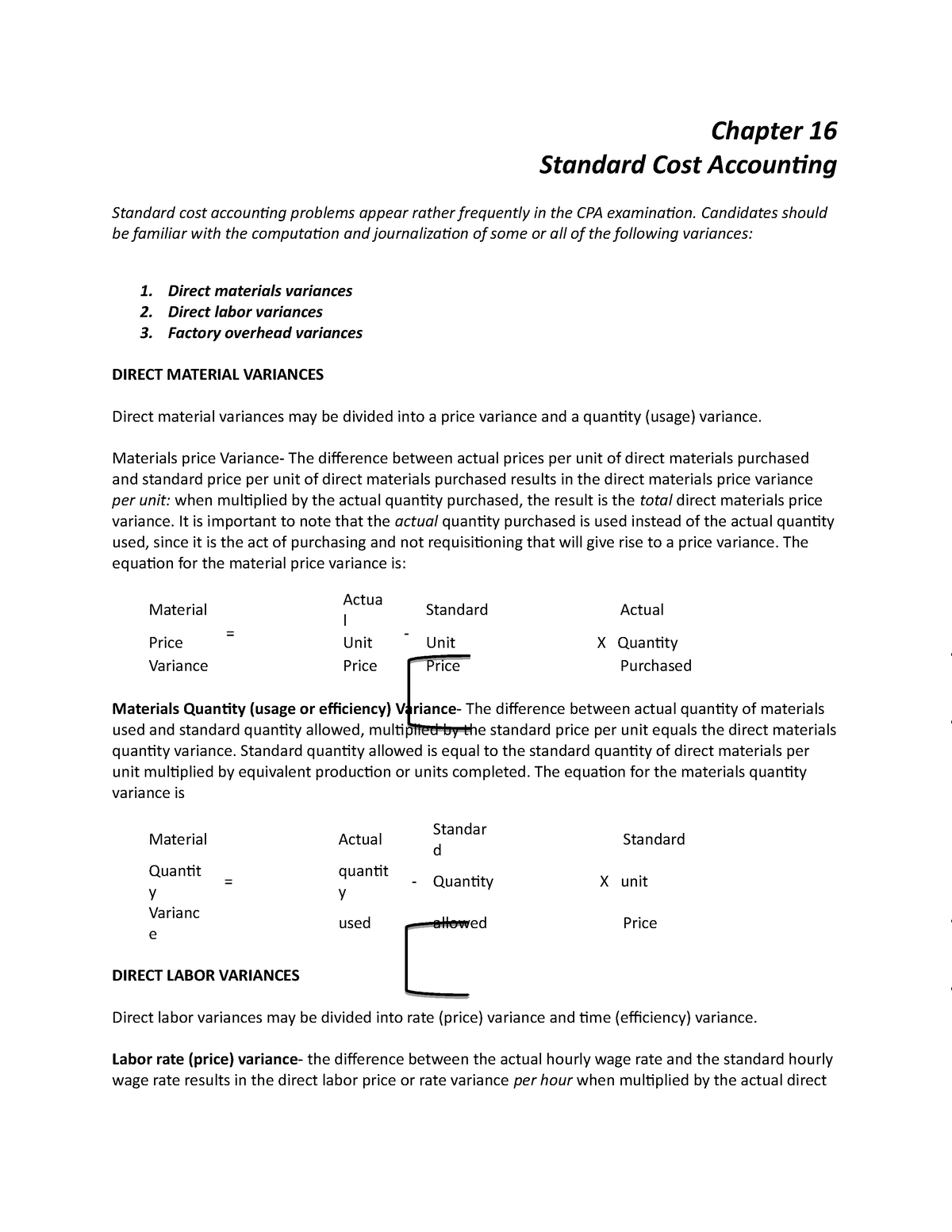 Chapter 16-Standard Cost Accounting - Chapter 16 Standard Cost ...