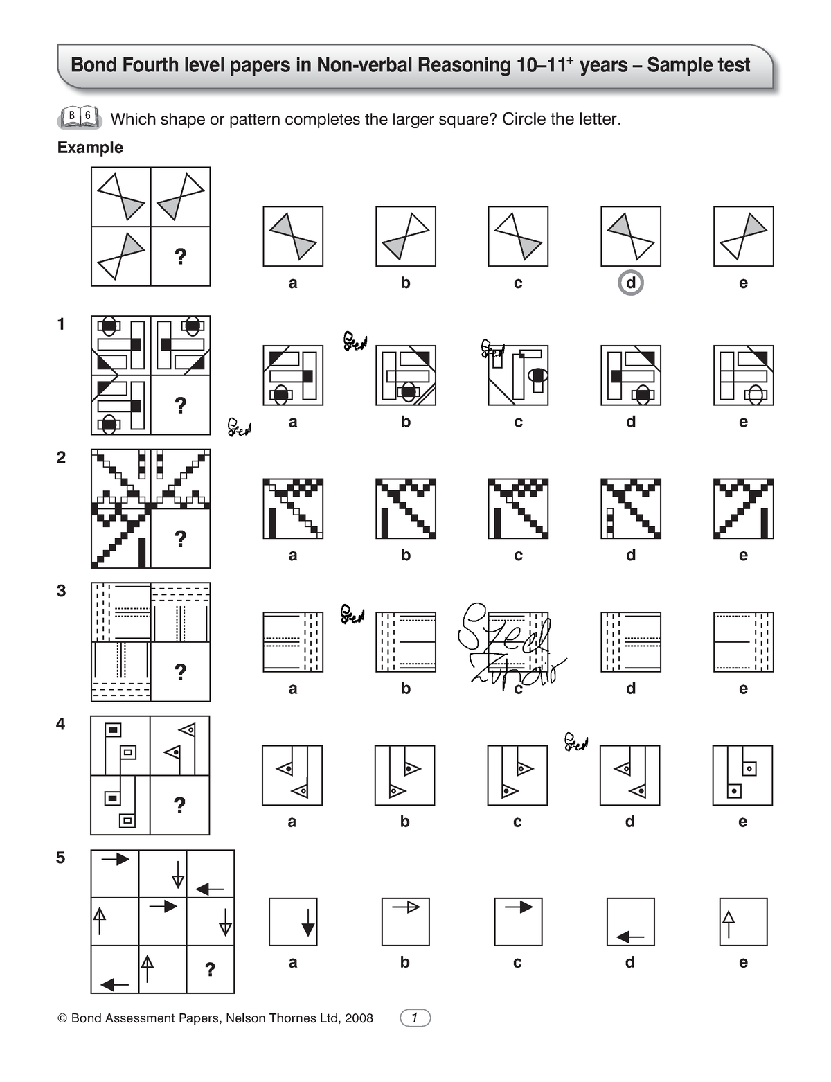 Bond 11 plus non verbal reasoning free test paper - Bond Fourth level ...