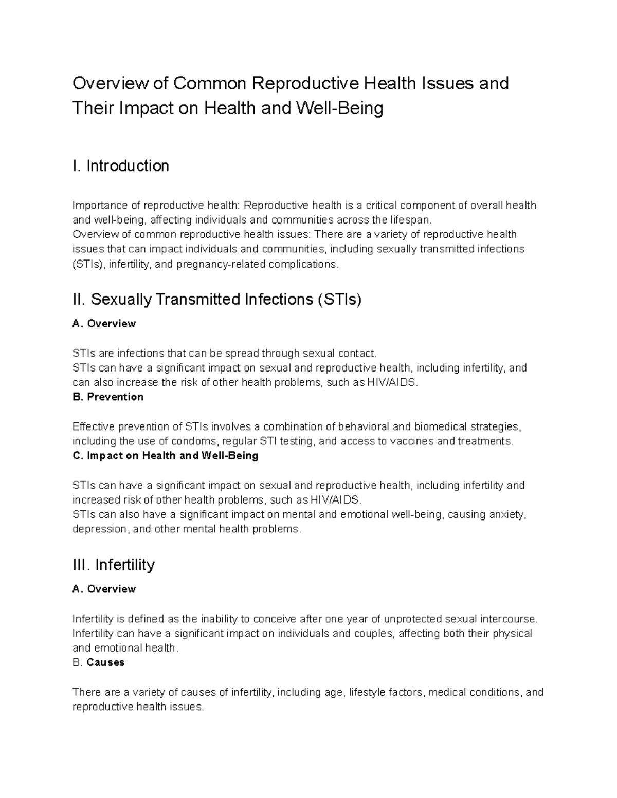 Reproductive Health 2 Overview Of Common Reproductive Health Issues And Their Impact On Health 7575