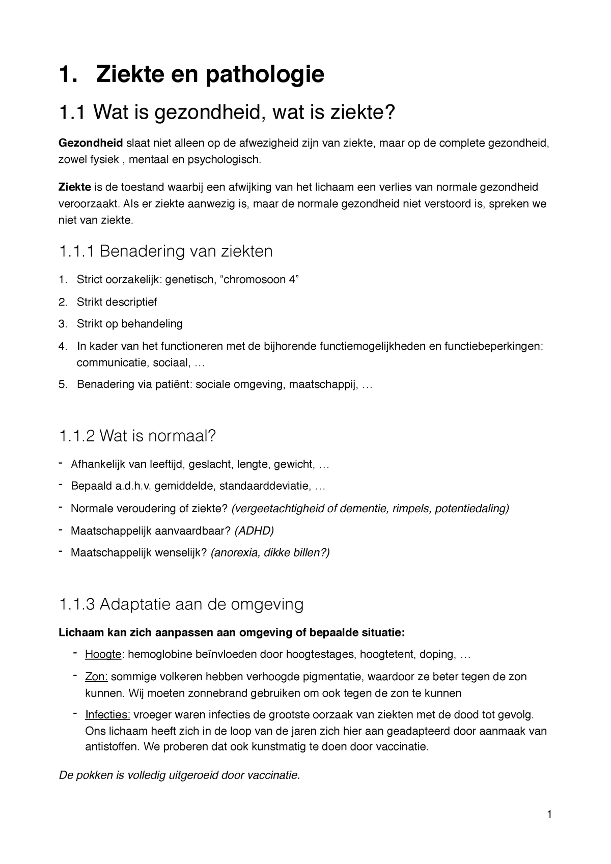 Samenvatting Pathologie - 1. Ziekte En Pathologie 1 Wat Is Gezondheid ...